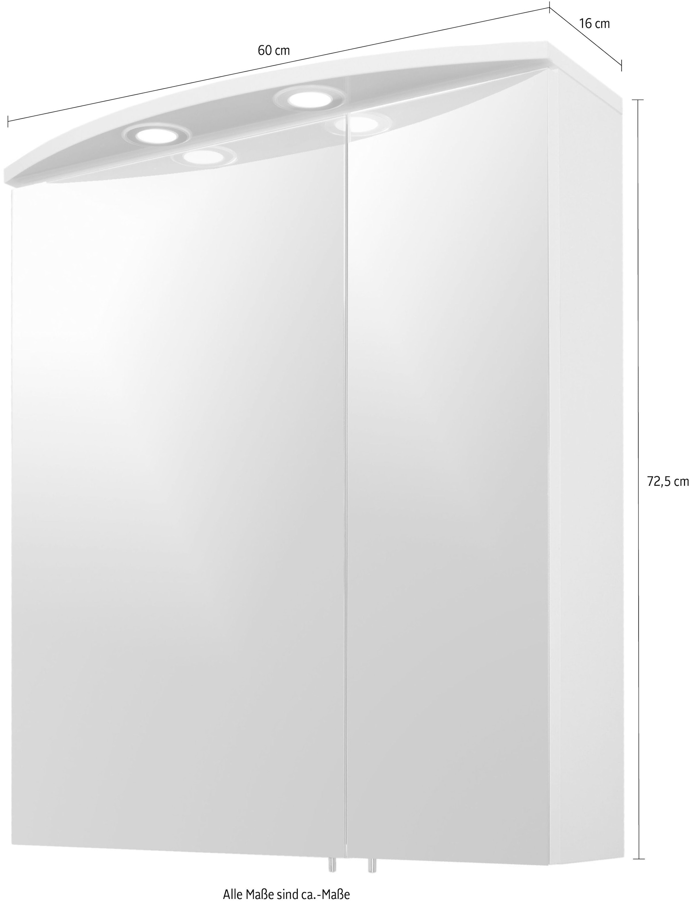 2 2-türig, OTTO »Verona«, Einbaustrahler, kaufen Schildmeyer Spiegelschrank Breite LED- bei 60 cm, Schalter-/Steckdosenbox