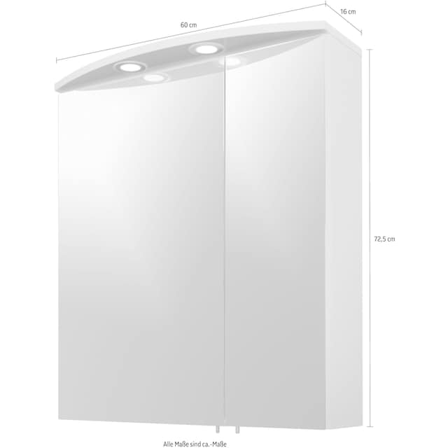 Schildmeyer Spiegelschrank »Verona«, Breite 60 cm, 2-türig, 2 LED- Einbaustrahler, Schalter-/Steckdosenbox kaufen bei OTTO