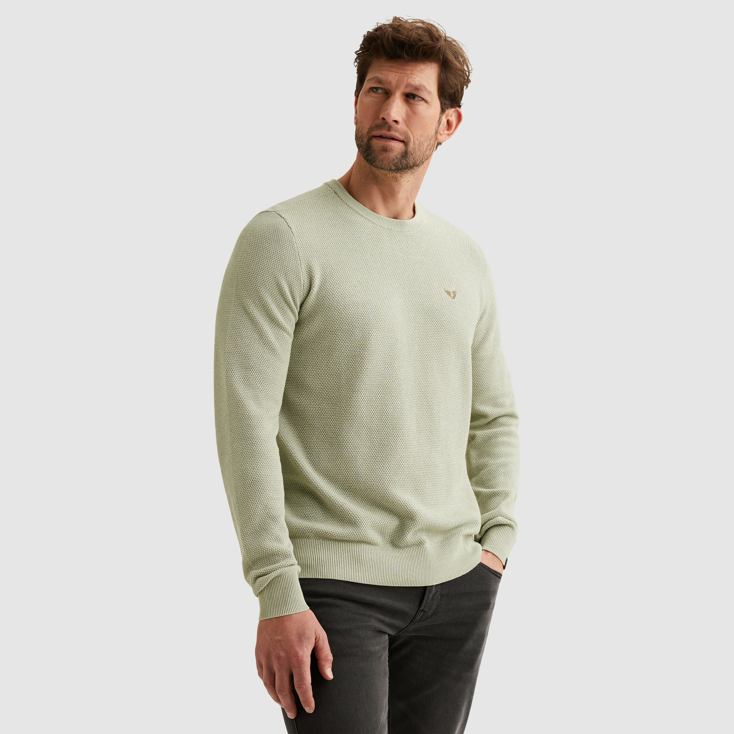 PME LEGEND Rundhalspullover mit Logo Stickerei