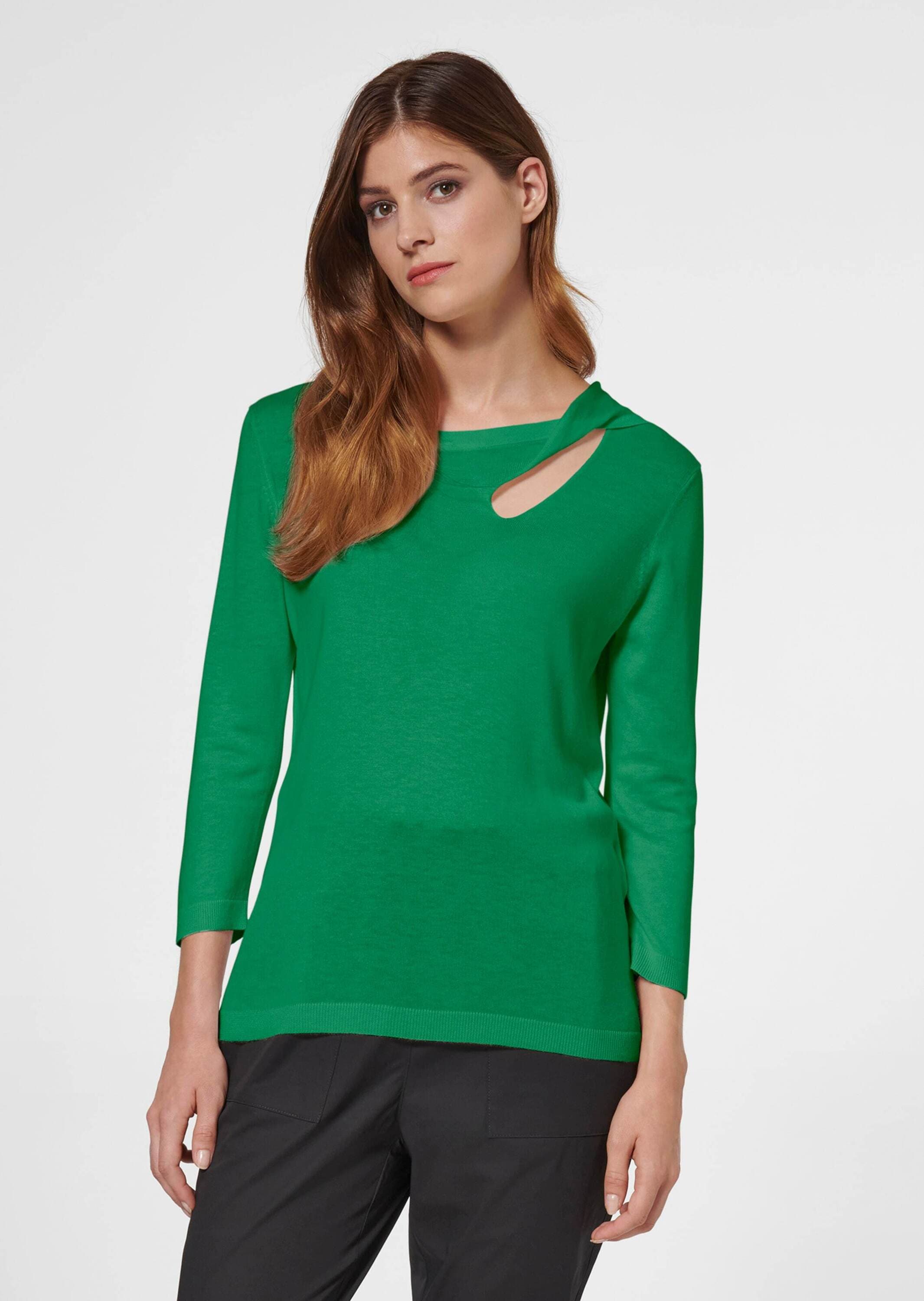 MADELEINE Longpullover »Pullover Feinstrick-Pullover mit 3/4-Ärmeln und Cut-out«