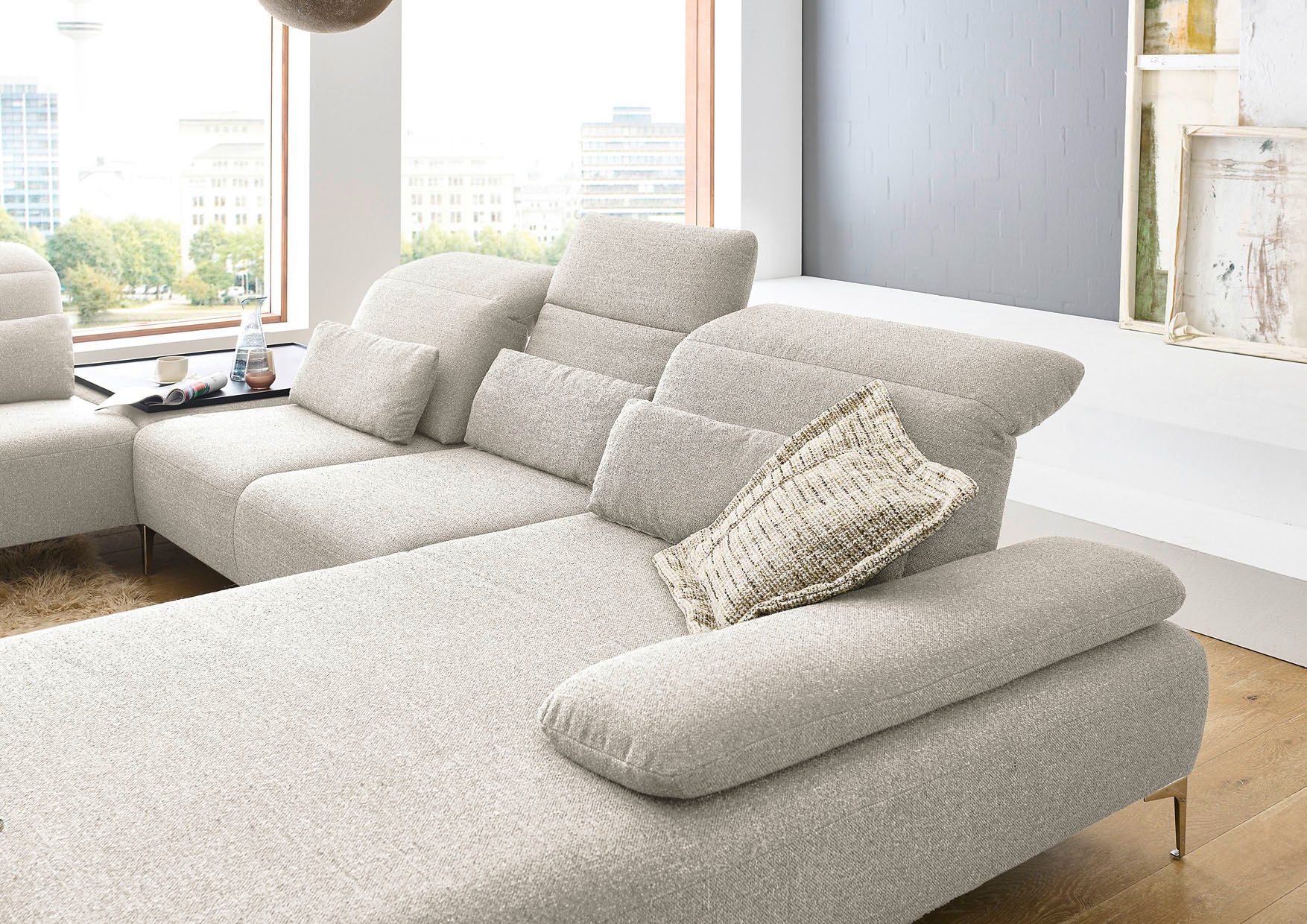 Home affaire Dekokissen »Liora, Nierenkissen medium, Breite 65 cm« passend zur Liora-Serie, extra Rückenstütze & optisches Highlight