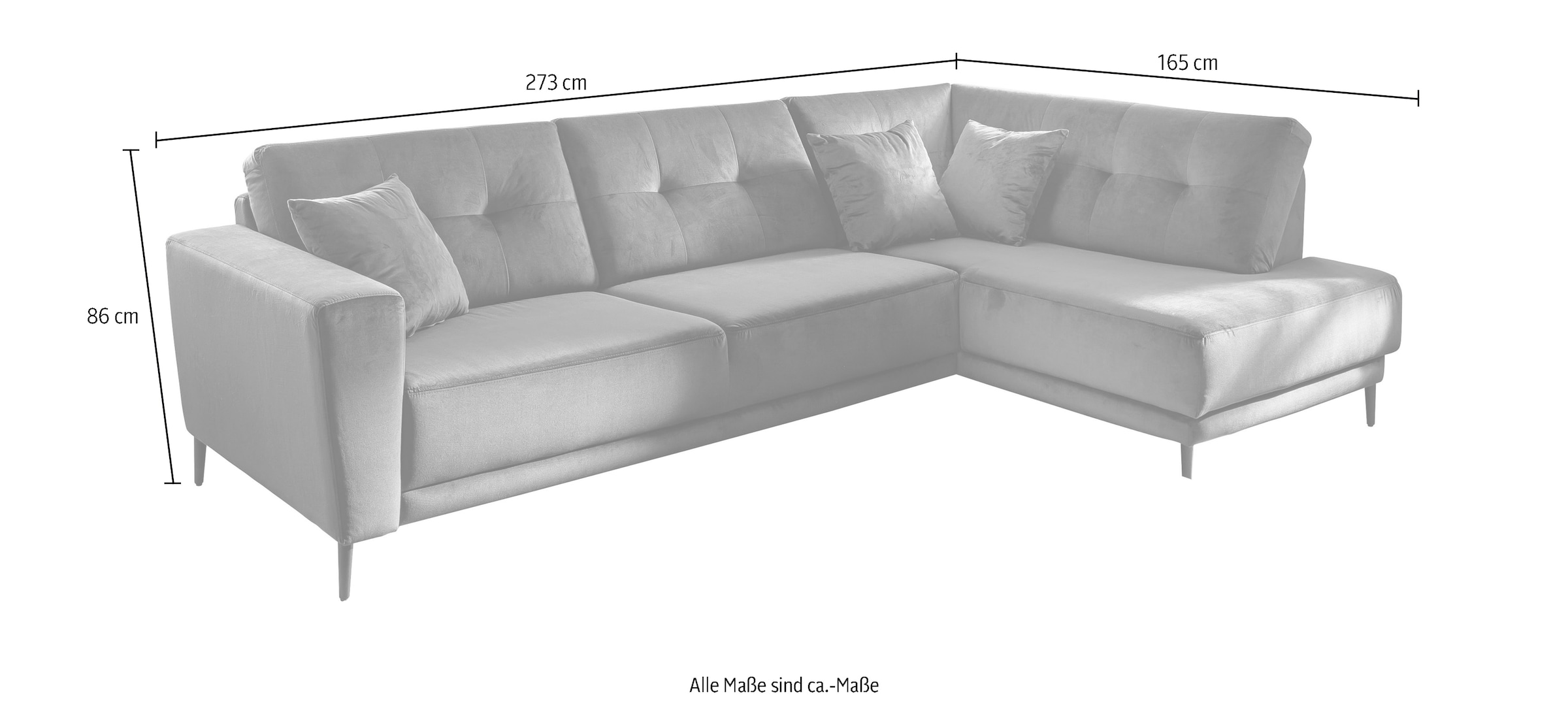 Trends by HG Polsterecke »Barcelona L-Form«, mit Metallfuss, frei im Raum stellbar