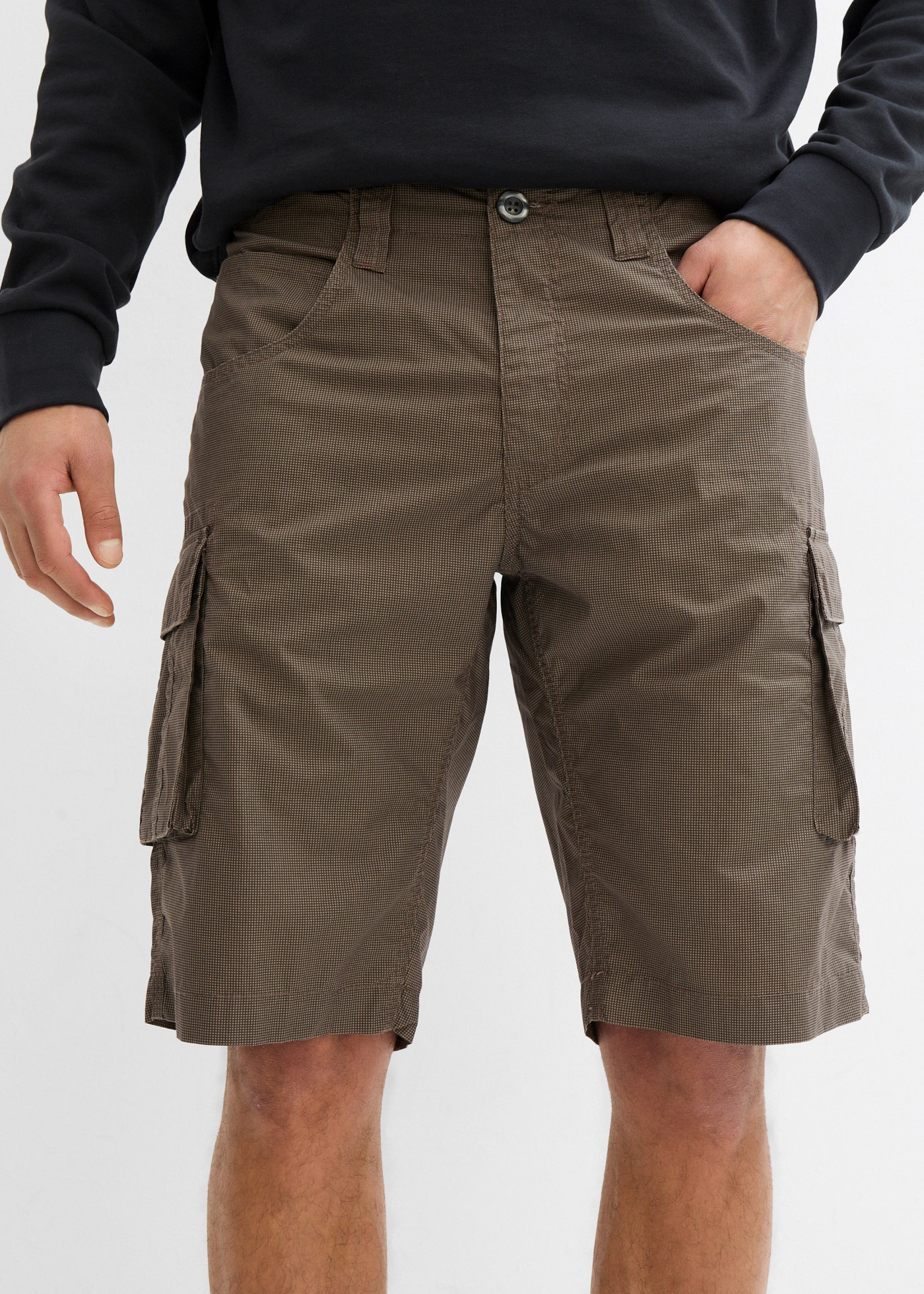 bonprix Cargobermudas  aus Baumwolle, Relaxed Fit, mit Minimalmuster, im Casual Stil