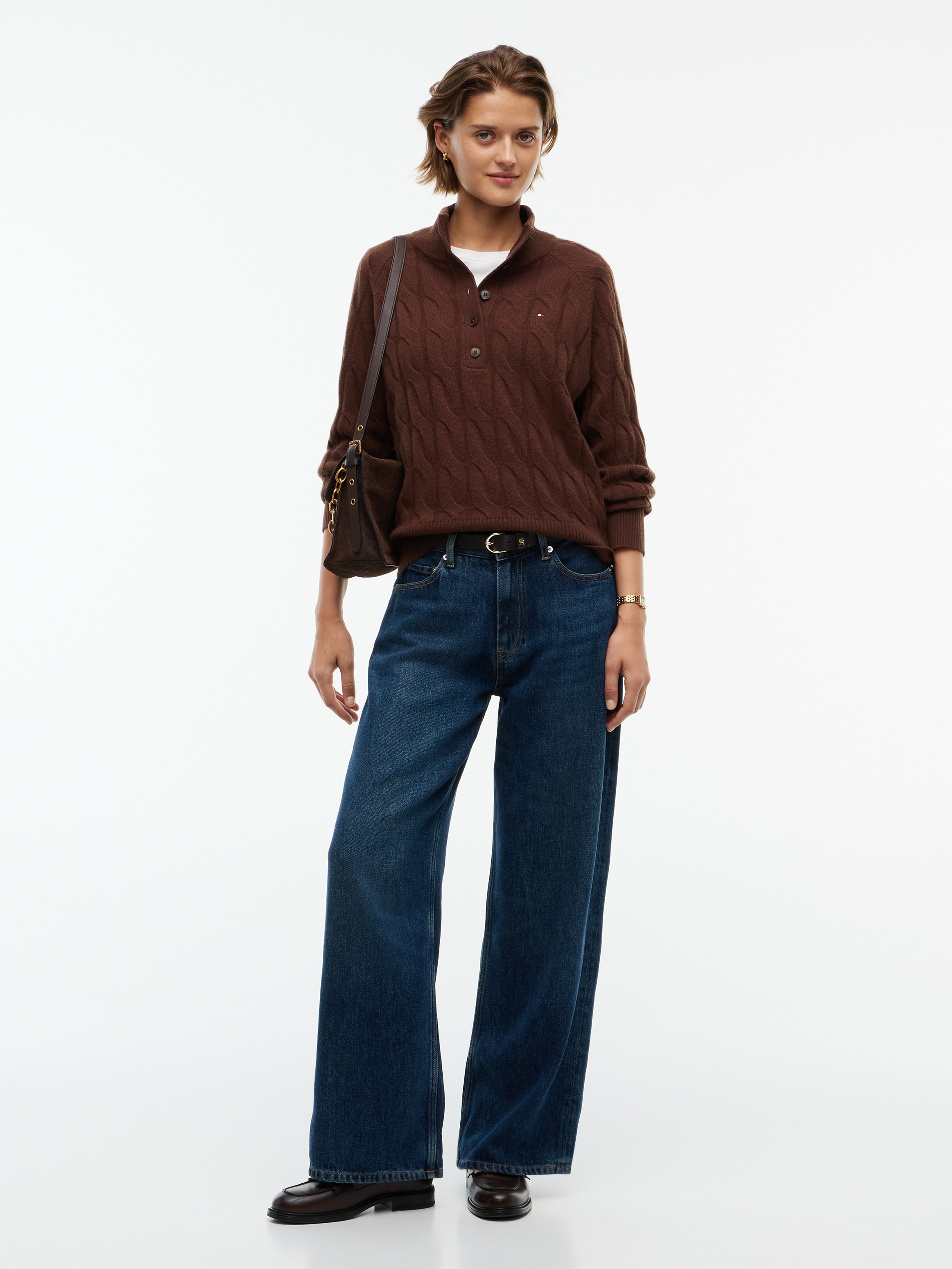 Tommy Hilfiger Wollpullover »SOFT WOOL CABLE MK-NK HENLEY« Wolle, mit Zopfmuster
