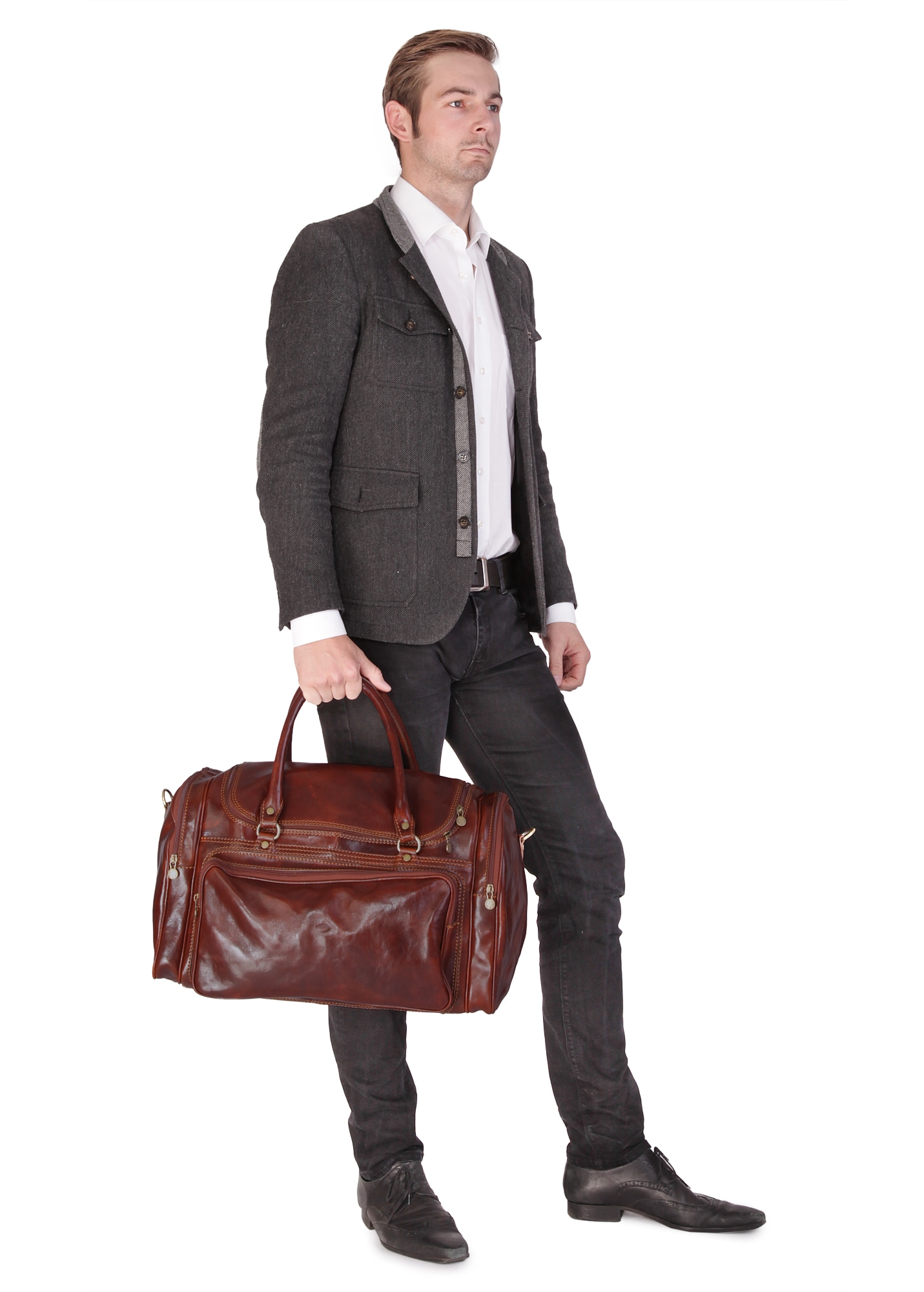 Piké Reisetasche, echt Leder, Made in Italy