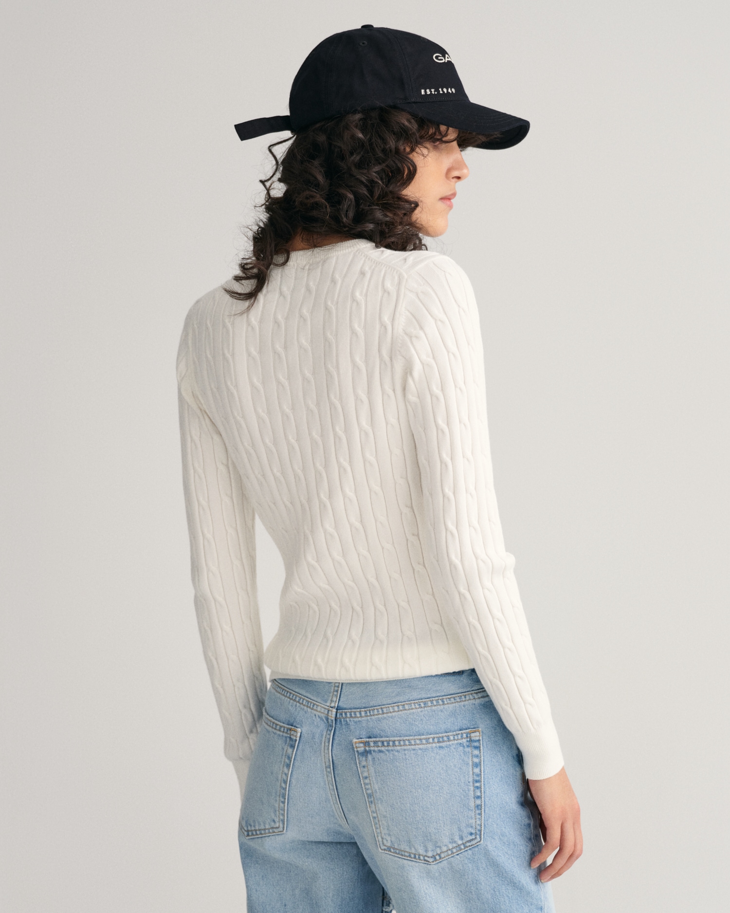 Gant Strickpullover »STRETCH COTTON CABLE C-NECK«, mit Logostickerei auf der Brust