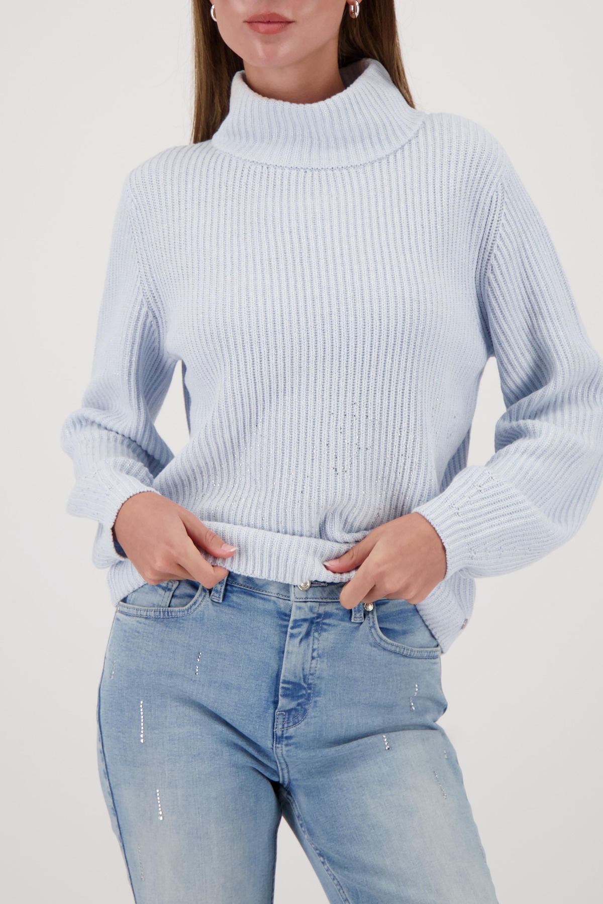 Monari Rollkragenpullover »Pullover Lurex + Schmuck« Regular fit mit Rollkragen