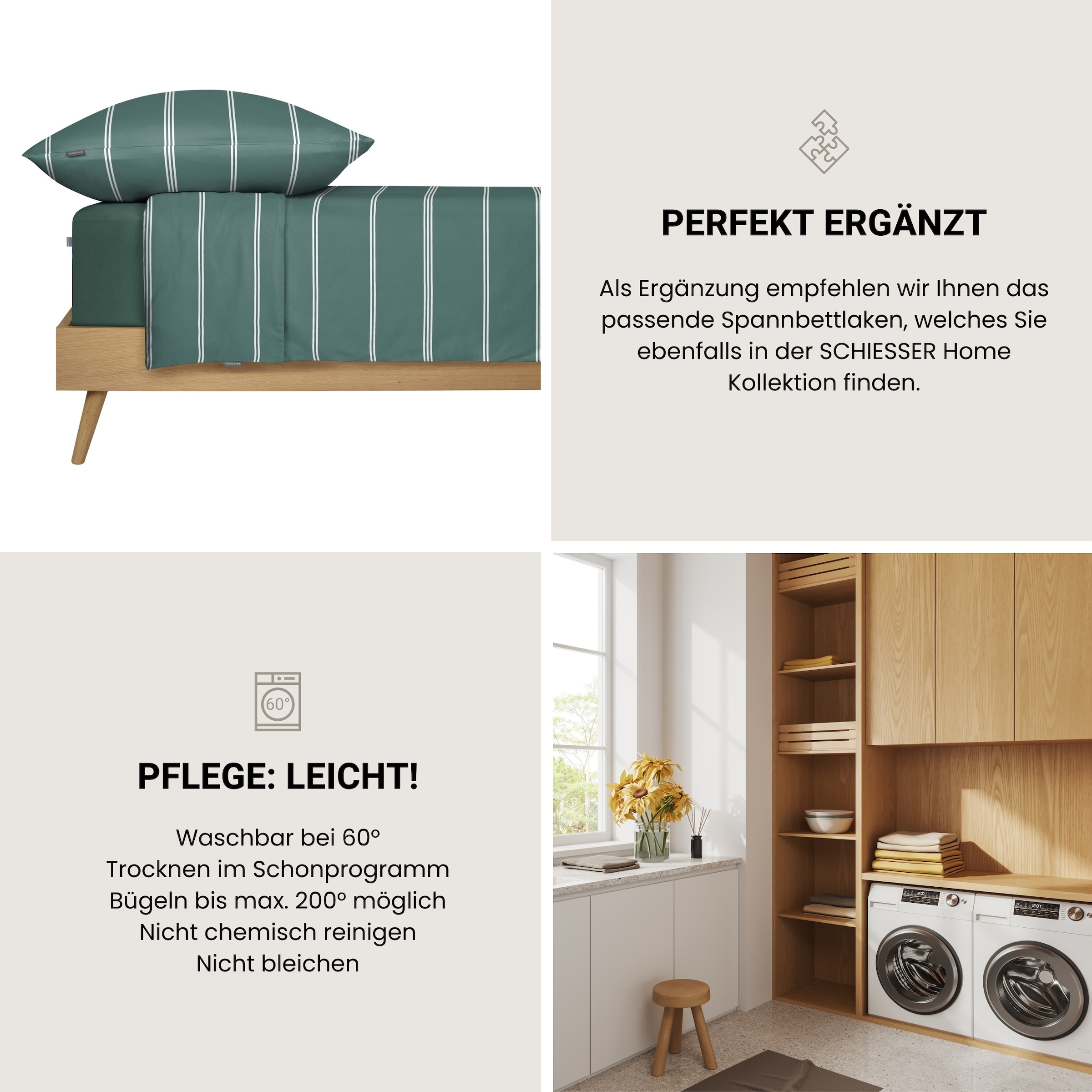 Schiesser Bettwäsche »Matteo aus weicher Baumwolle mit klassischem Streifendesign« 2 MADE IN GREEN by OEKO-TEX®
