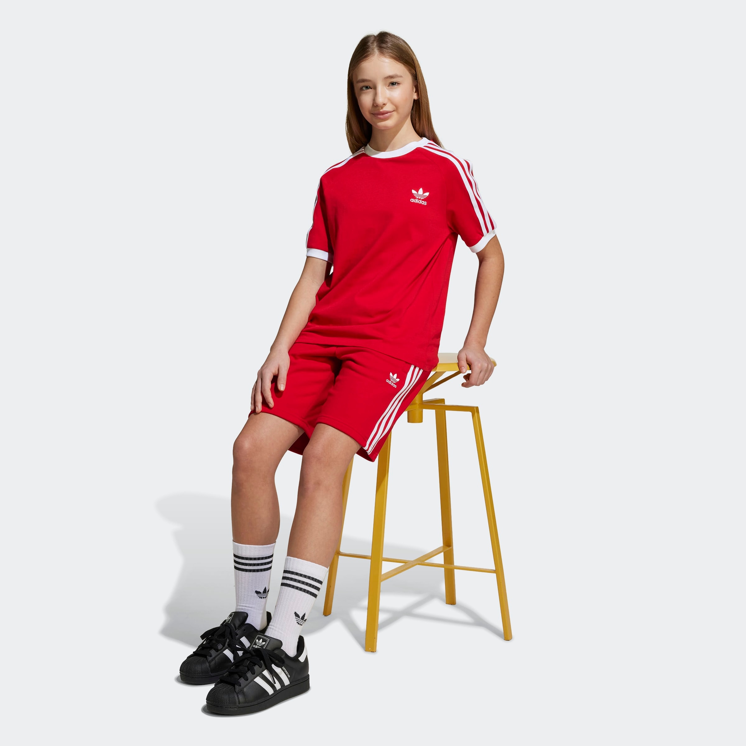adidas Originals T-Shirt »ADICOLOR 3-STREIFEN KIDS« sportlicher Stil, mit kurzen Ärmeln, für Kinder, aus Baumwolle
