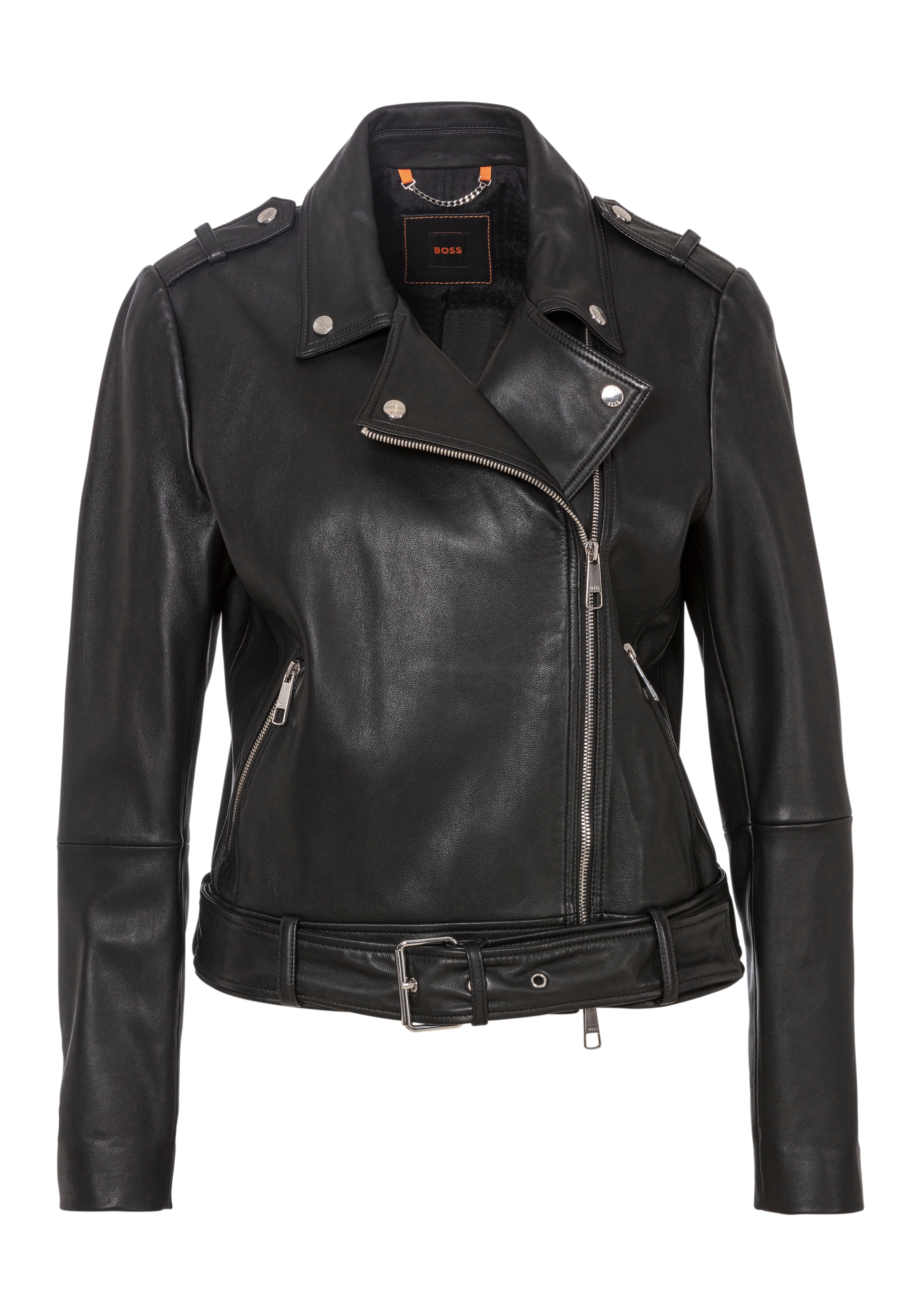 BOSS ORANGE Lederjacke »C_Sameli«, mit Ziergürtel