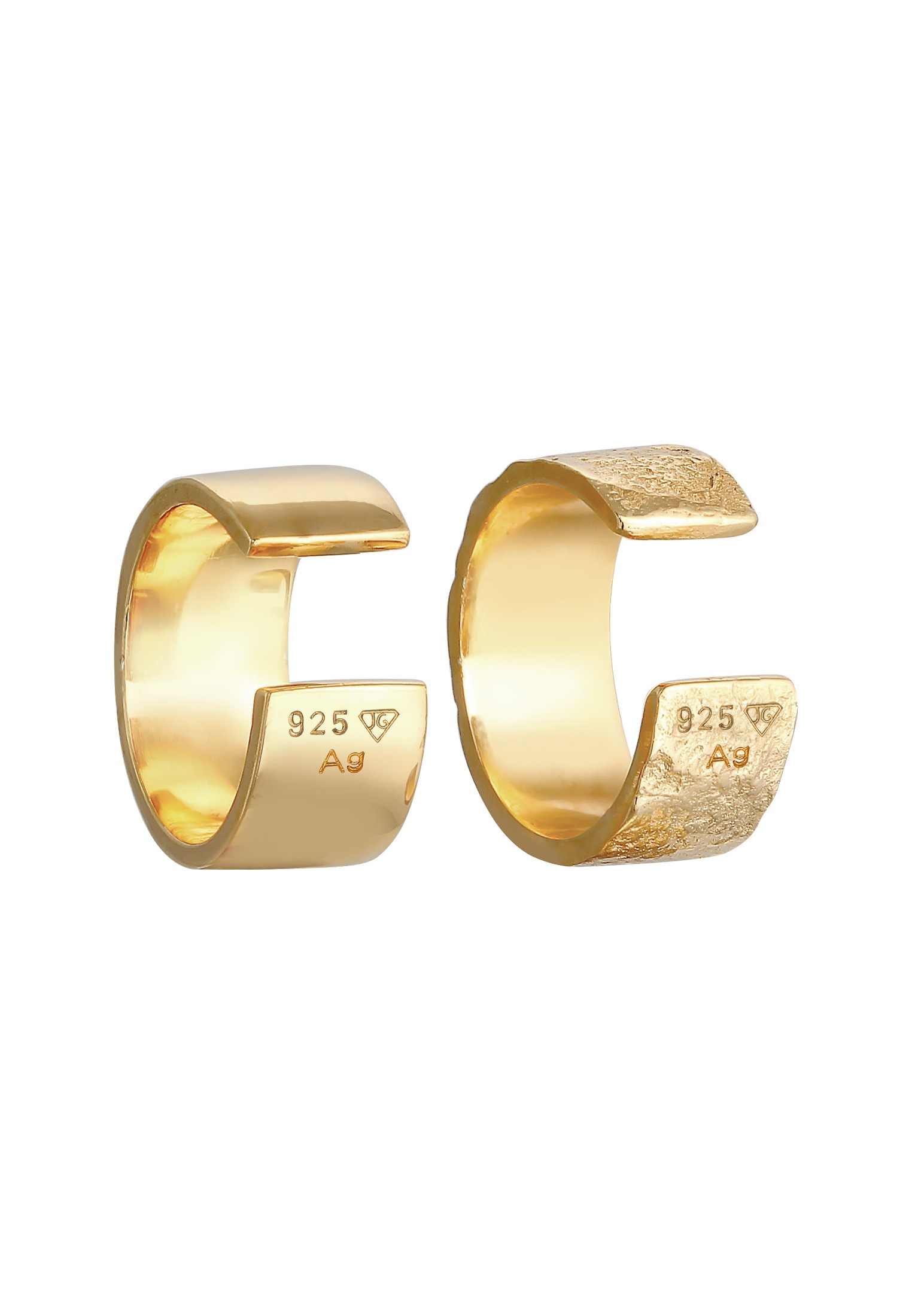 Elli Schmuckset »Ohrringe Earcuff Breit Basic Gehämmert 2er Set 925 Silber«