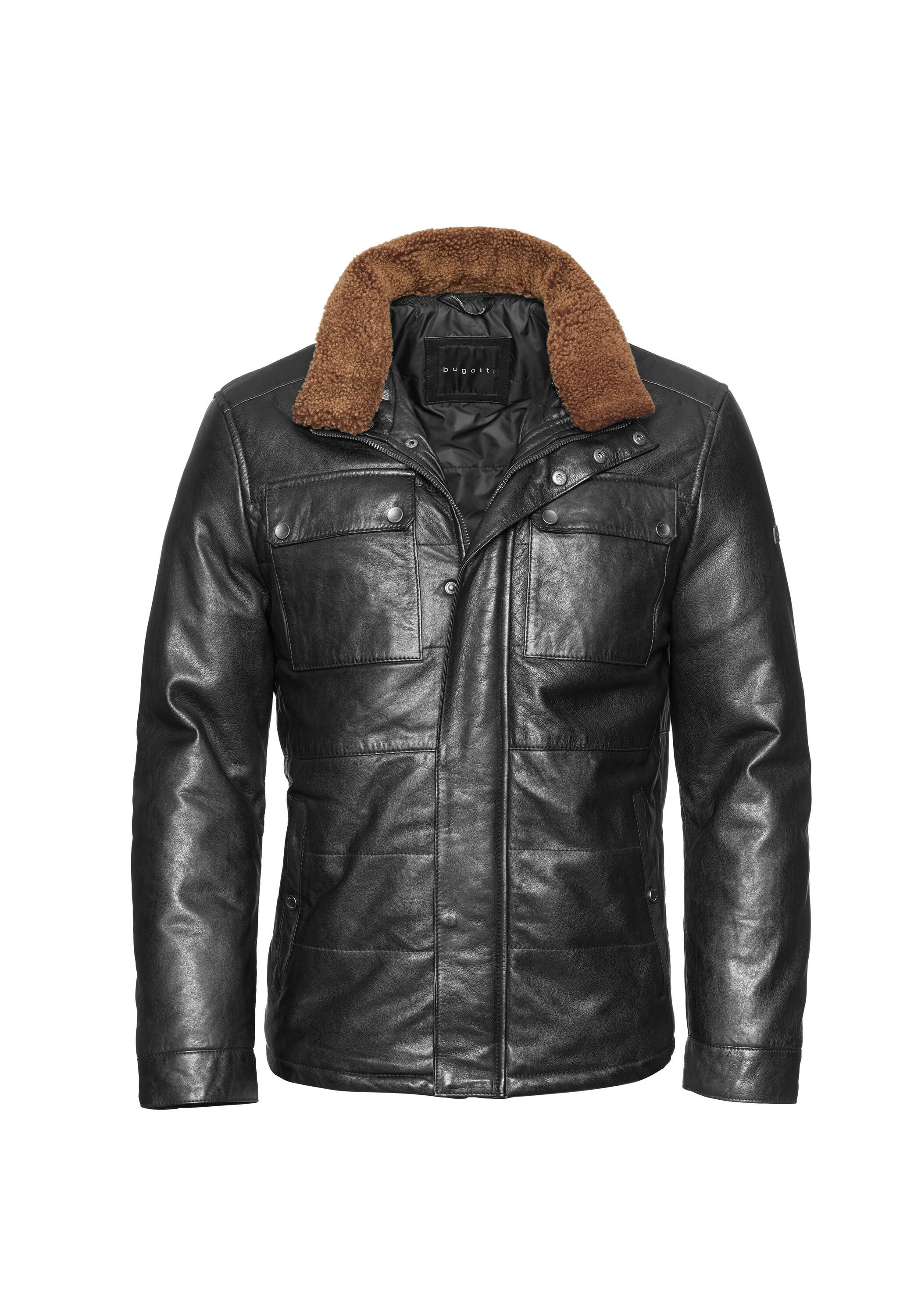bugatti Lederjacke »BUMARCELLO« ohne Kapuze mit weichem Stehkragen