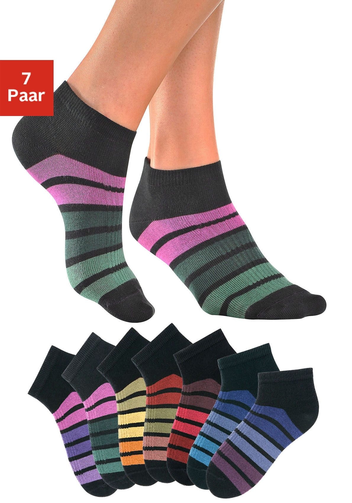 H.I.S Sneakersocken, mit OTTO Ringeln Shop Paar), (7 im bunten Online