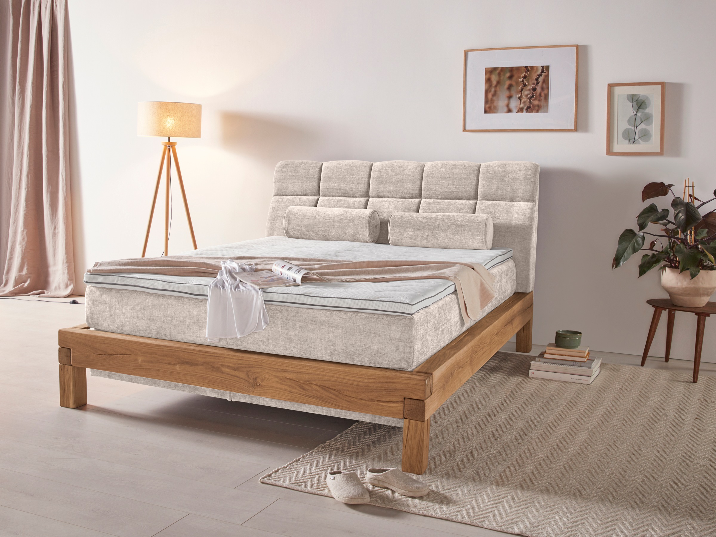 Home affaire Boxspringbett »Villads« Liegefläche: 160/200 cm aus Balkeneiche, Inside-Boxspring-Unterbau