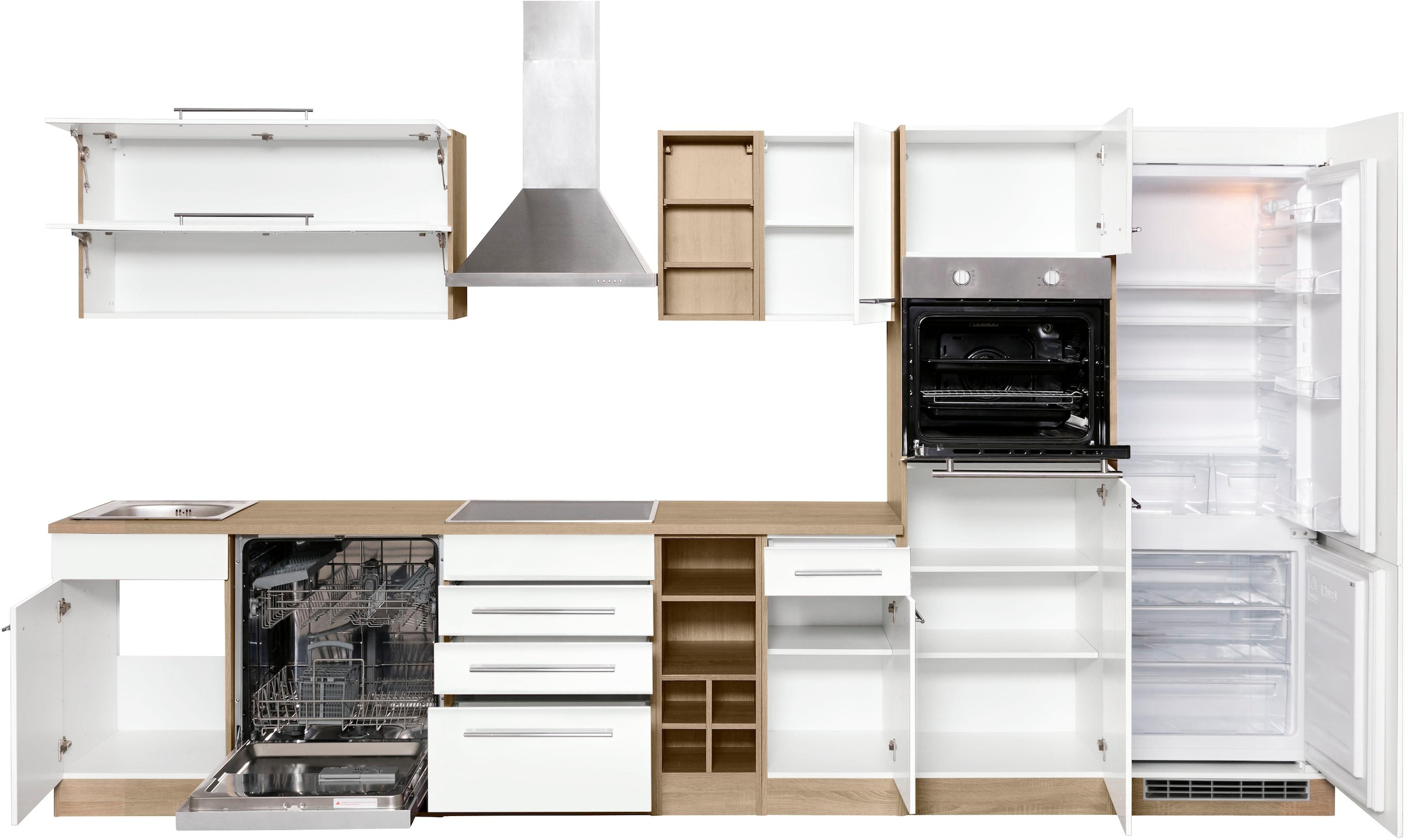 KOCHSTATION Küchenzeile »KS-Eton« mit E-Geräten, Breite 360 cm
