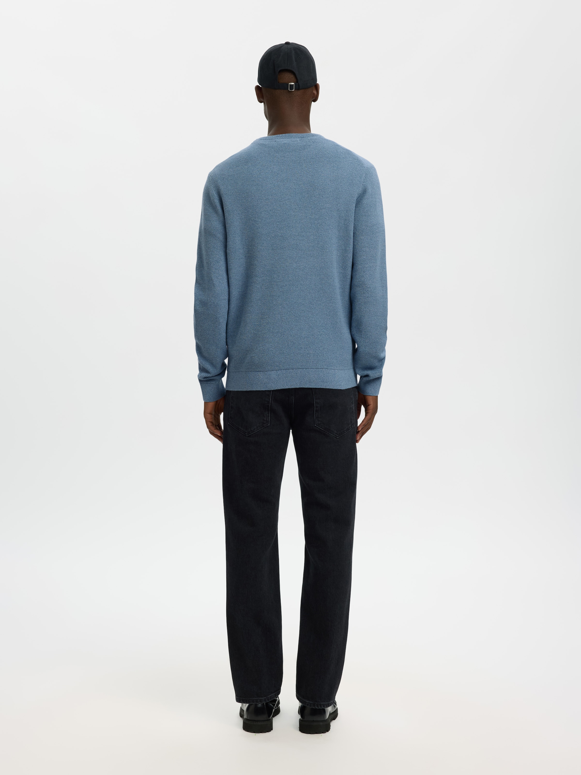 SELECTED Rundhalspullover »SLHROSS LS KNIT STRUCTURE CREW NECK NOOS« Baumwolle, regular fit
