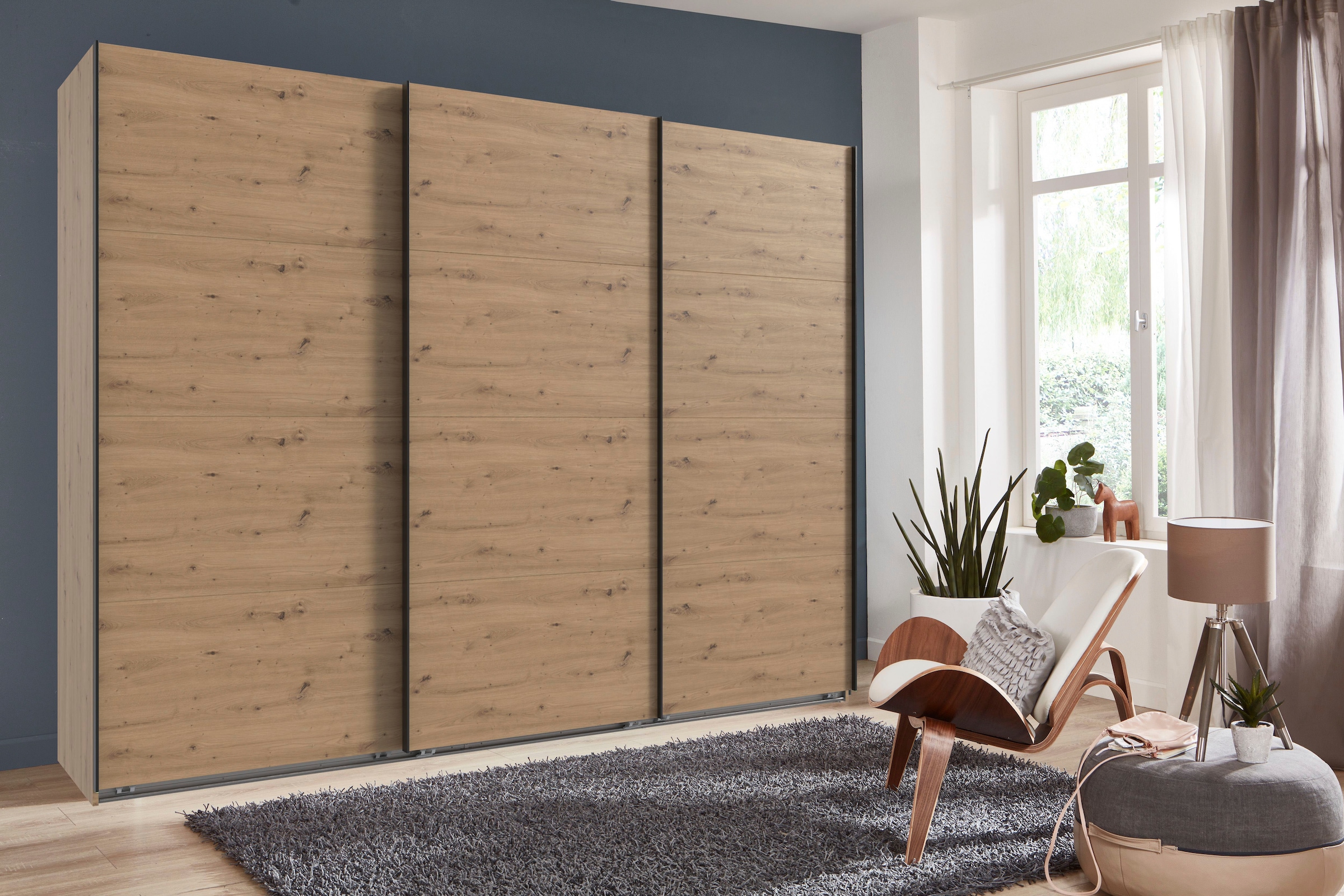 Wimex Schwebetürenschrank »Mugano, Made in Germany, Lieferung bis in Deine Etage und Stellort«, (wähle Deine Ausstattung: Basic oder Premium!), 3 Schwebetüren, große Größen, mit oder ohne Spiegel, Metallgriffe