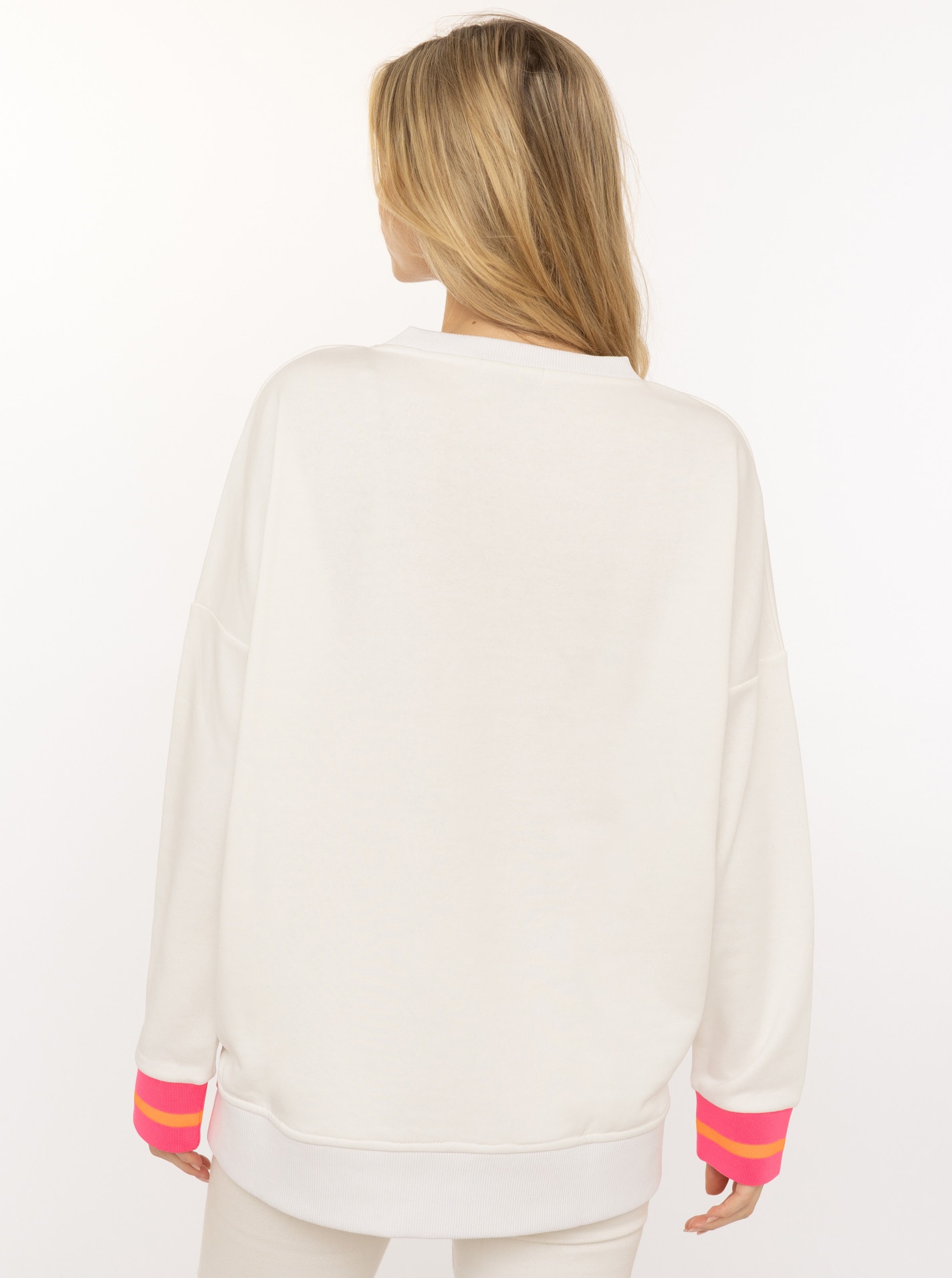 Zwillingsherz Hoodie »"Positive Mind"«, neonfarbenen Bündchen, V-Ausschnitt, Seitenschlitze, Langarm
