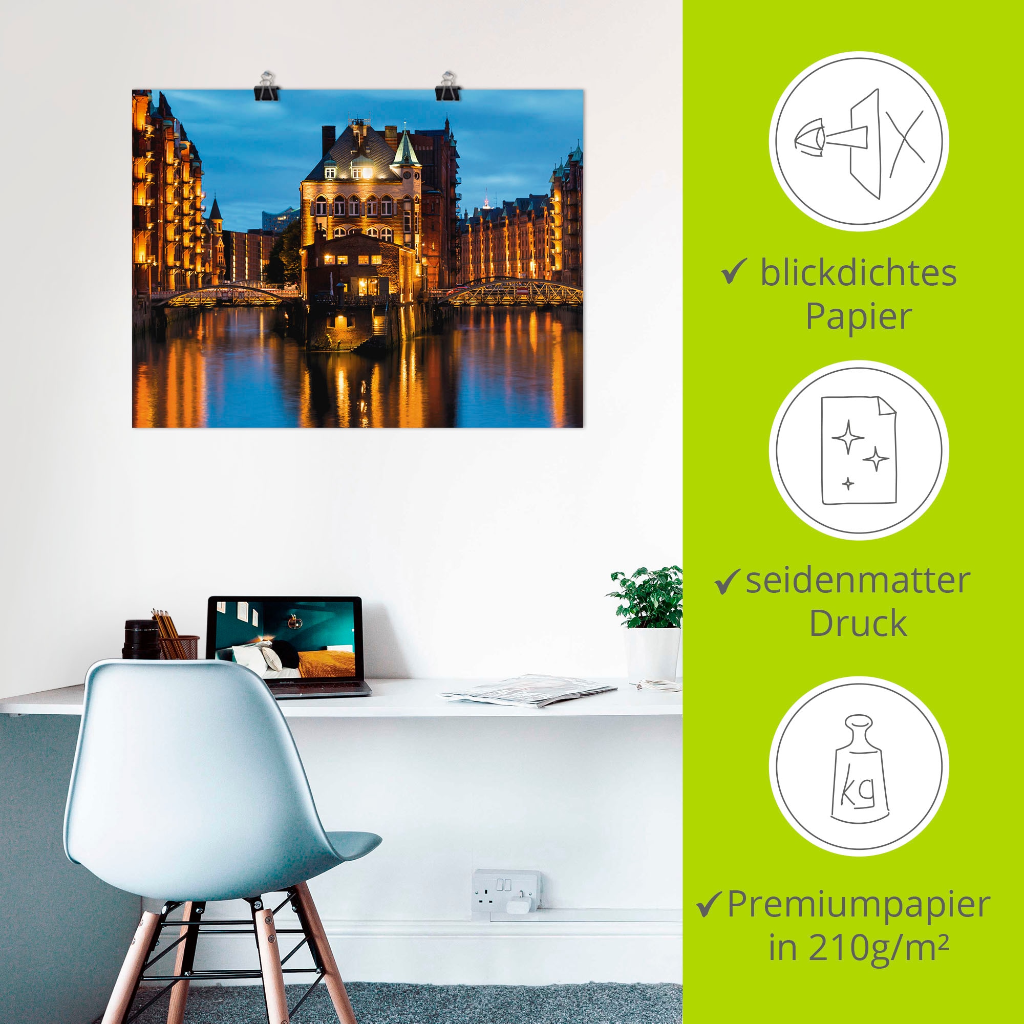 Artland Wandbild »Teil der alten Speicherstadt in Hamburg« Deutschland 1 Stk. tlg. als Leinwandbild, Poster in verschied. Größen