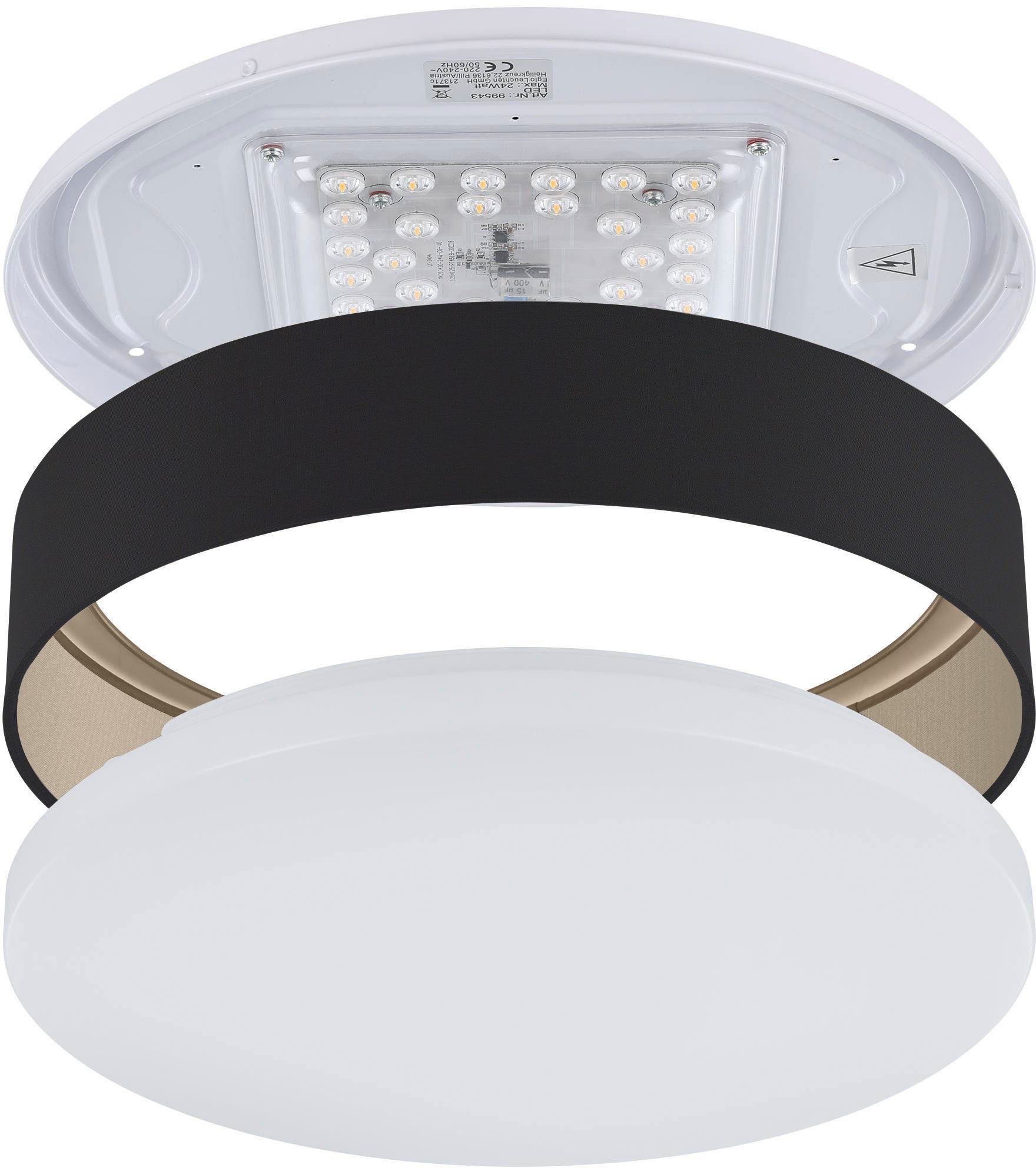 my home LED Deckenleuchte »Juria«, 1 flammig, Leuchtmittel LED-Modul | LED fest integriert, Deckenlampe Ø38 x H9 cm mit Textil-/Stoffschirm, CCT, Fernbedienung