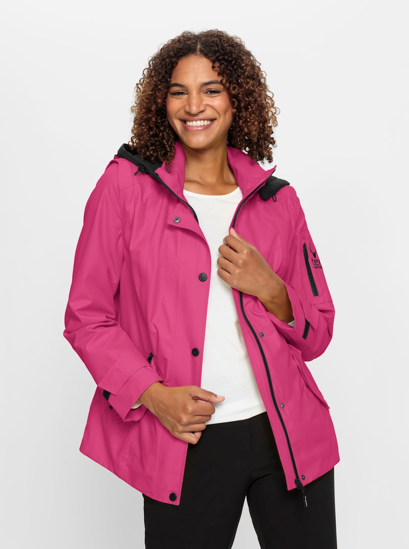 Casual Looks Damen Funktionsjacke mit Kapuze in pink, Größe 52