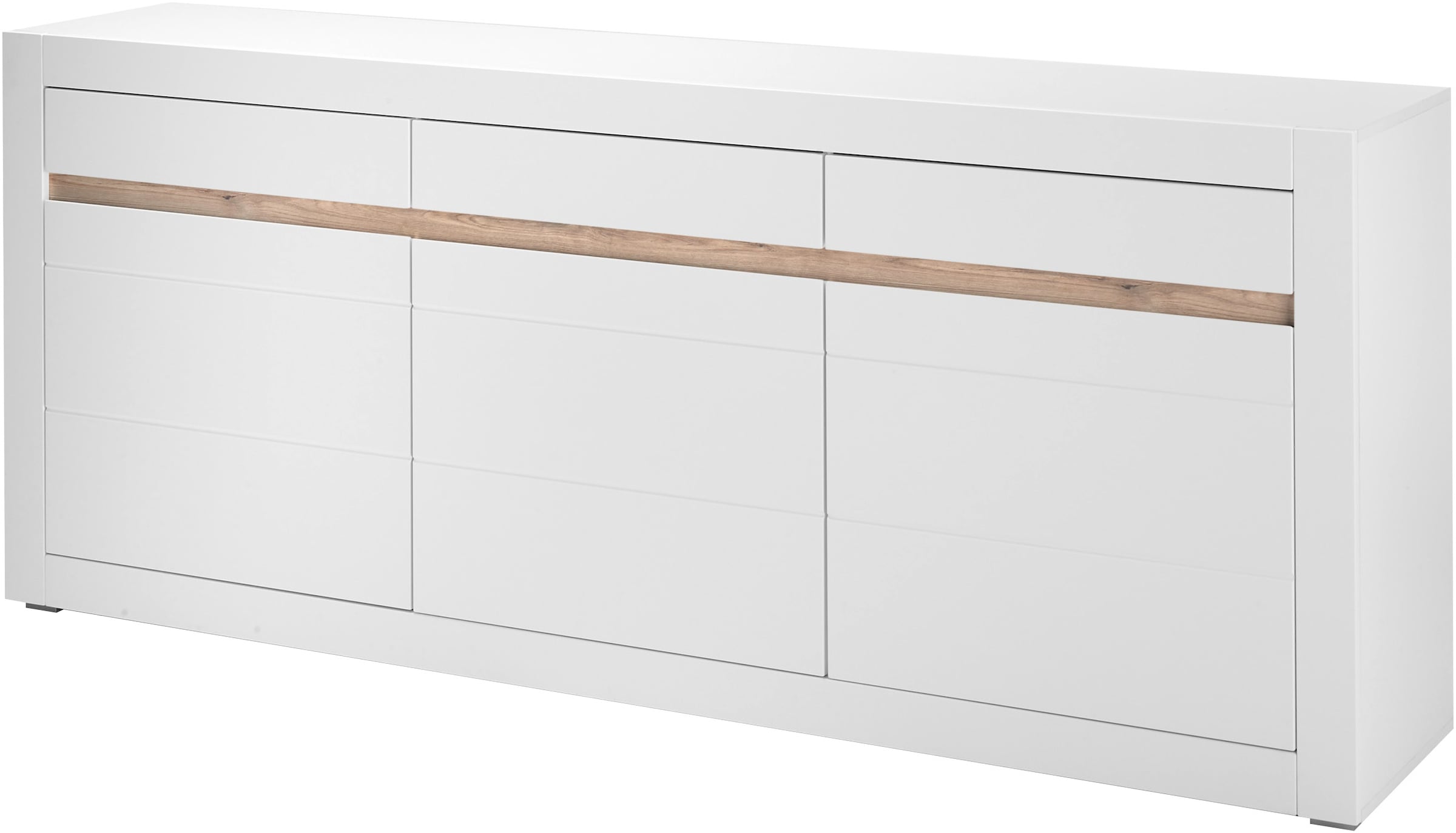 INOSIGN Sideboard »Chester, moderne Anrichte, Kommode mit Stauraum, Schrank, Weiß Matt«, (1 St.), austauschbare Blende in Griffleiste, zeitloses Design, 217 cm breit