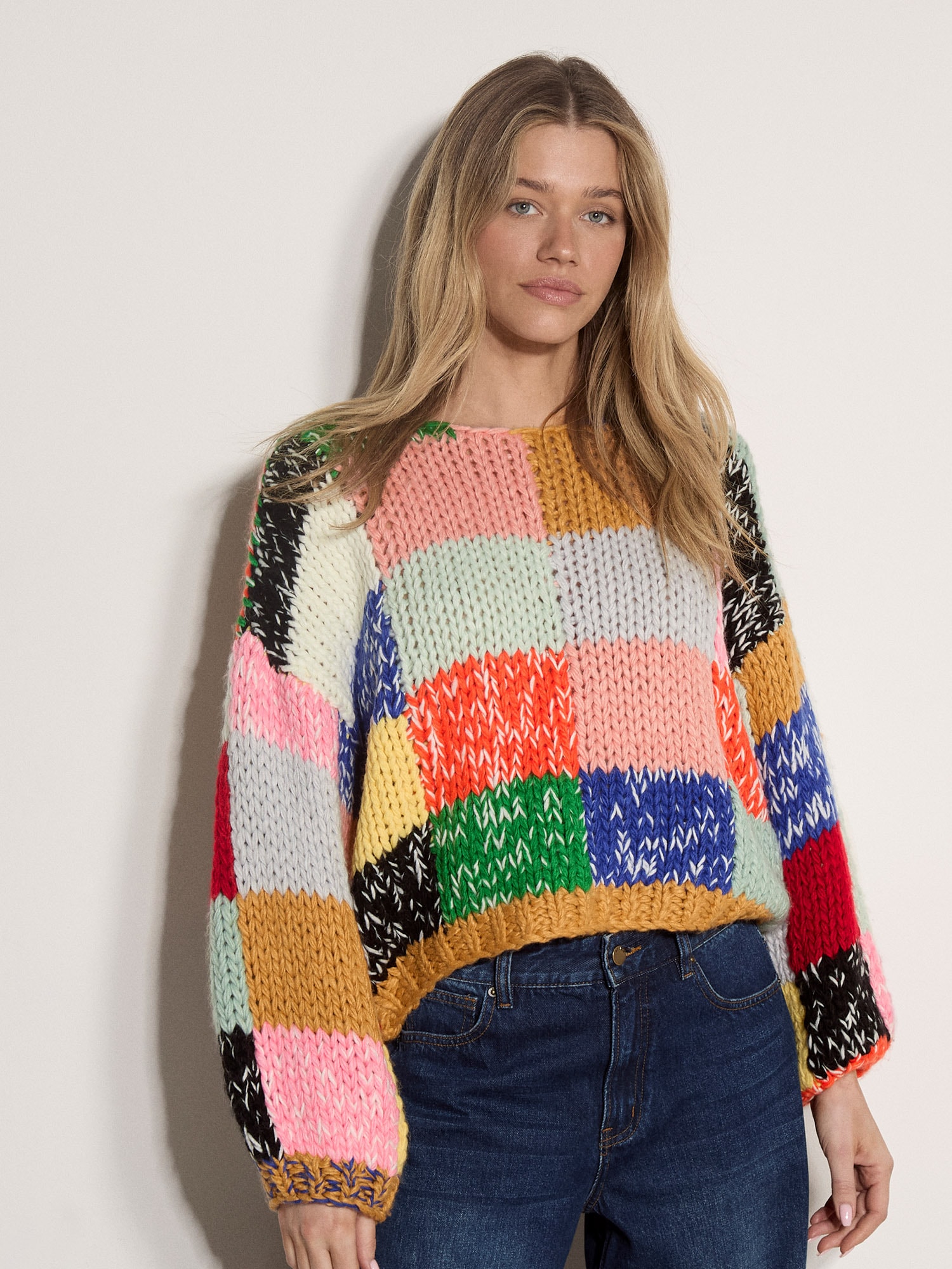 Apricot Strickpullover »Patchwork-Pullover« in Grobstrick