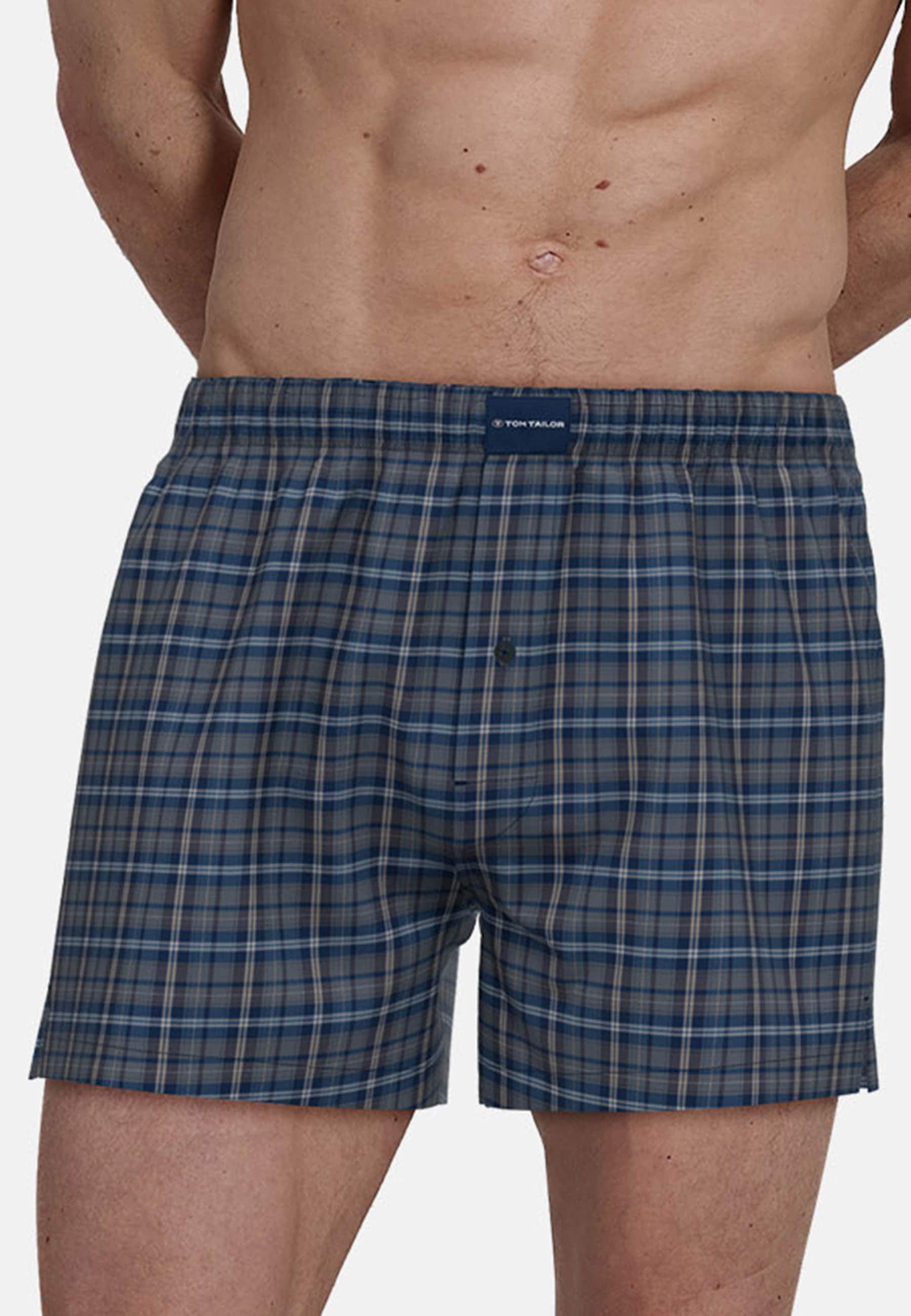 TOM TAILOR Boxershorts »Milos« 2er Pack,  bequem, leicht, Logopatch, basic, kariert, Baumwolle