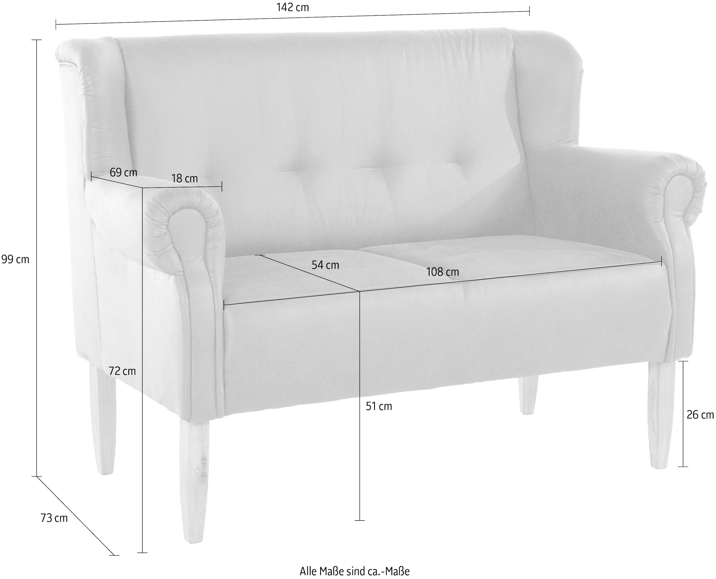Home affaire Küchensofa »Moro Couch mit Federkern, bequem, Breite 142cm« in verschiedenen Stoffen und Farben