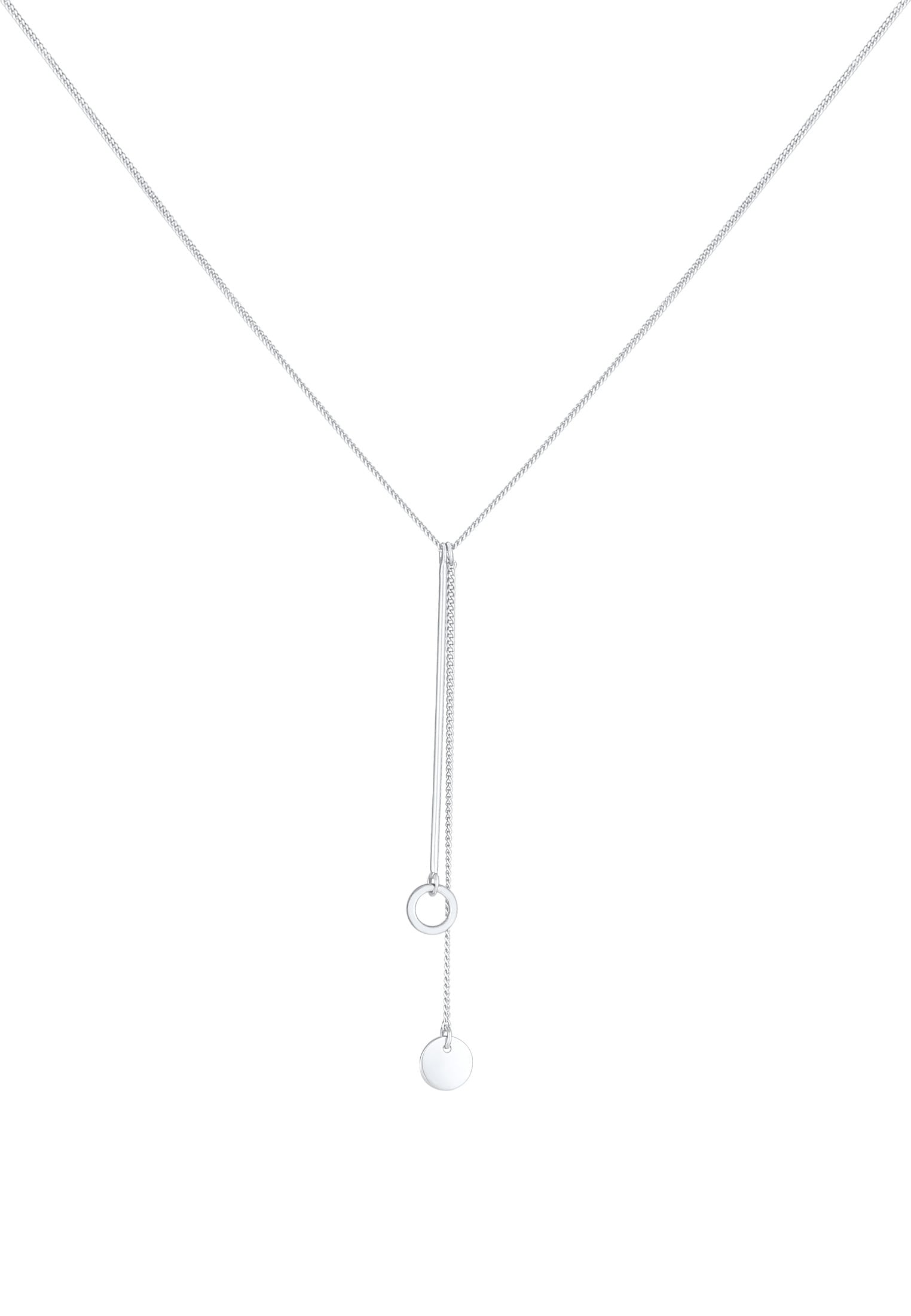 Elli Kette mit Anhänger »Halskette Y-Kette Kreis Plättchen Geo 925 Silber«