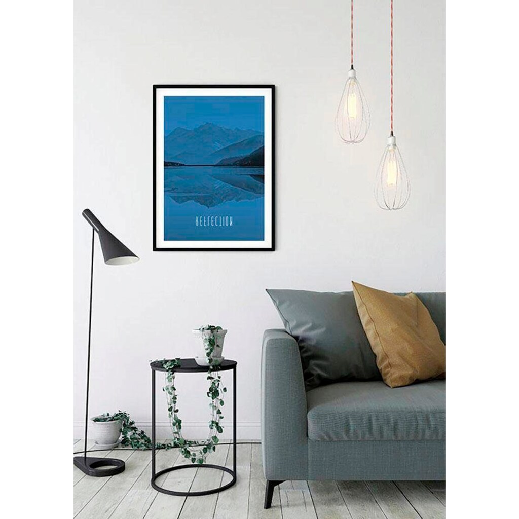 Komar Poster »Word Lake Reflection Blue«, Natur, (1 St.), Kinderzimmer, Schlafzimmer, Wohnzimmer