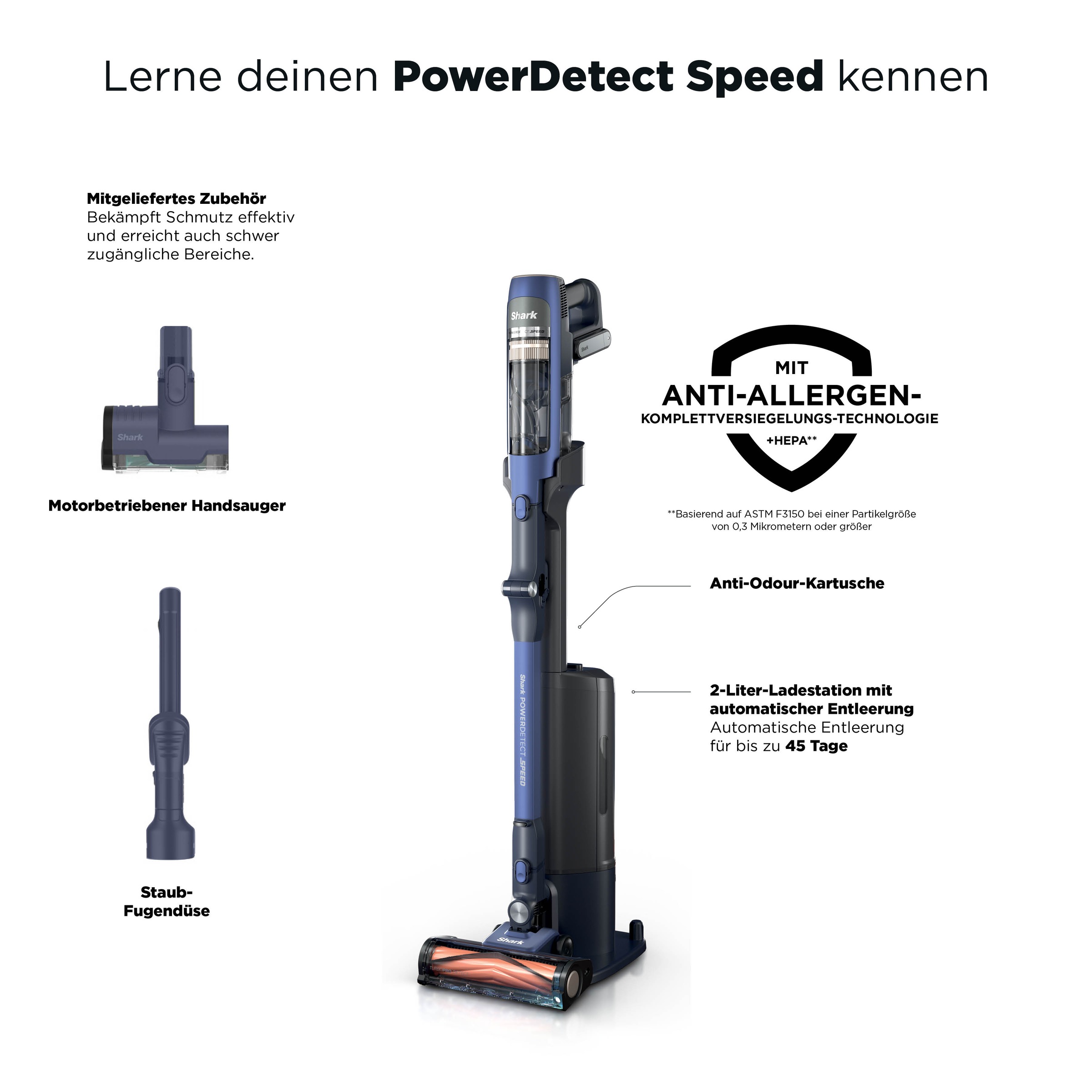 Shark Akku-Hand-und Stielstaubsauger »Shark PowerDetect Speed Pet Pro Clean and Empty IA3241EUT« Reveal-Technologie:, Flexology