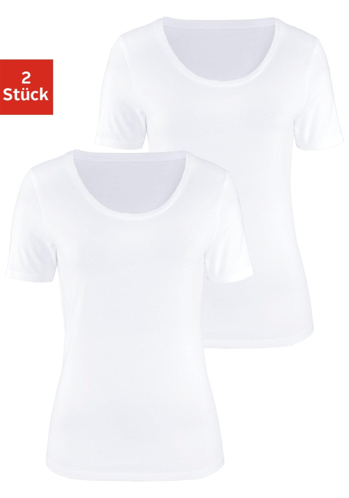 Vivance Kurzarmshirt, (2er-Pack), aus elastischer Baumwoll-Qualität kaufen