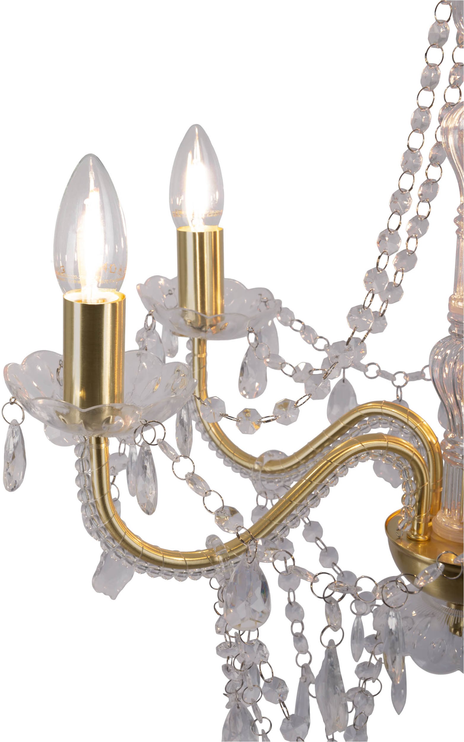 näve Kronleuchter »Cecilia« E14 1 Stk. 5flg., Kristallbehang aus Acryl, exkl. Leuchtmittel E14, D: ca. 52cm
