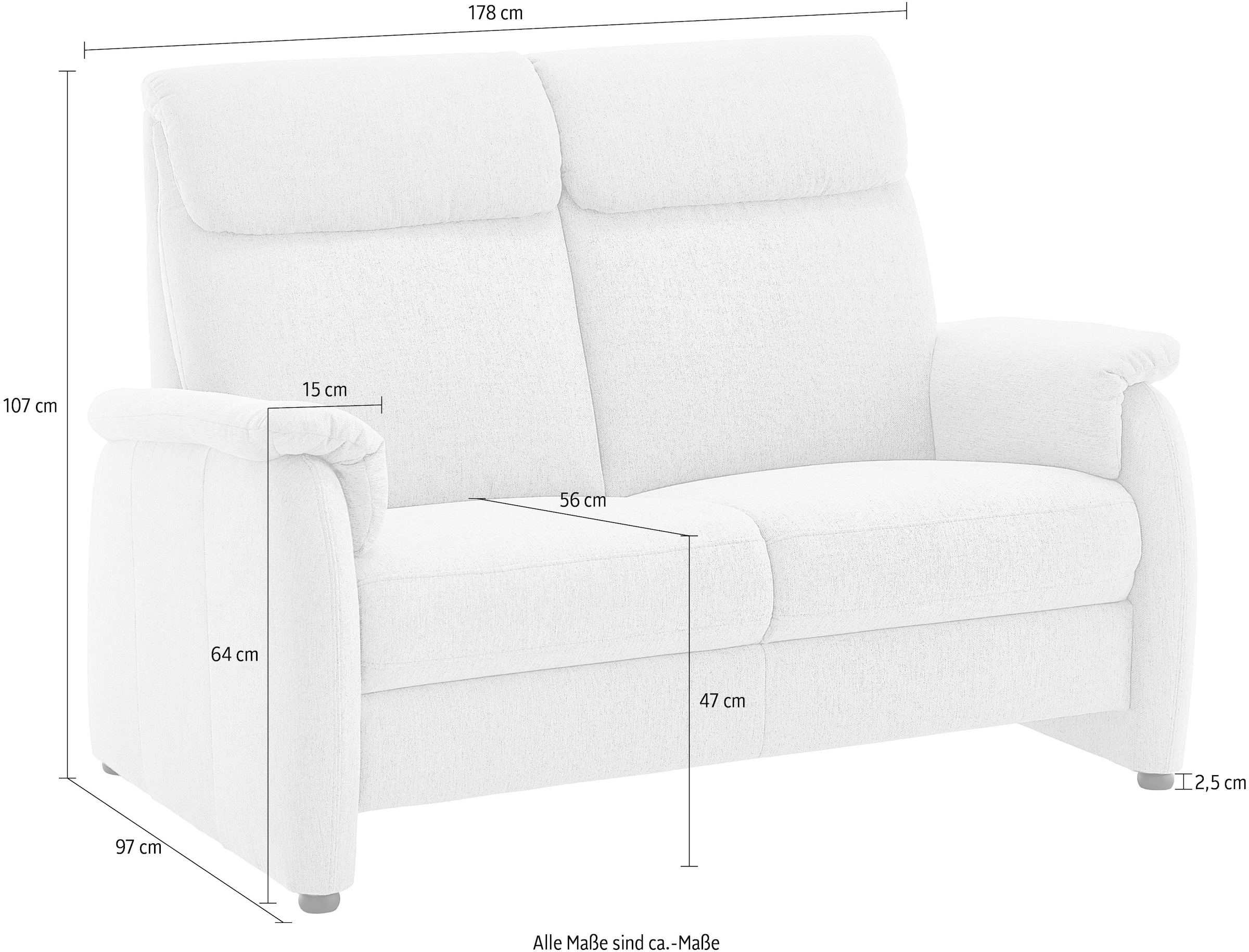Home affaire 2,5-Sitzer »Turin Sofa mit ergonomischer Rückenlehne, Breite 178 cm« mit hochwertigem Federkern und pflegeleichtem Family Care Bezug
