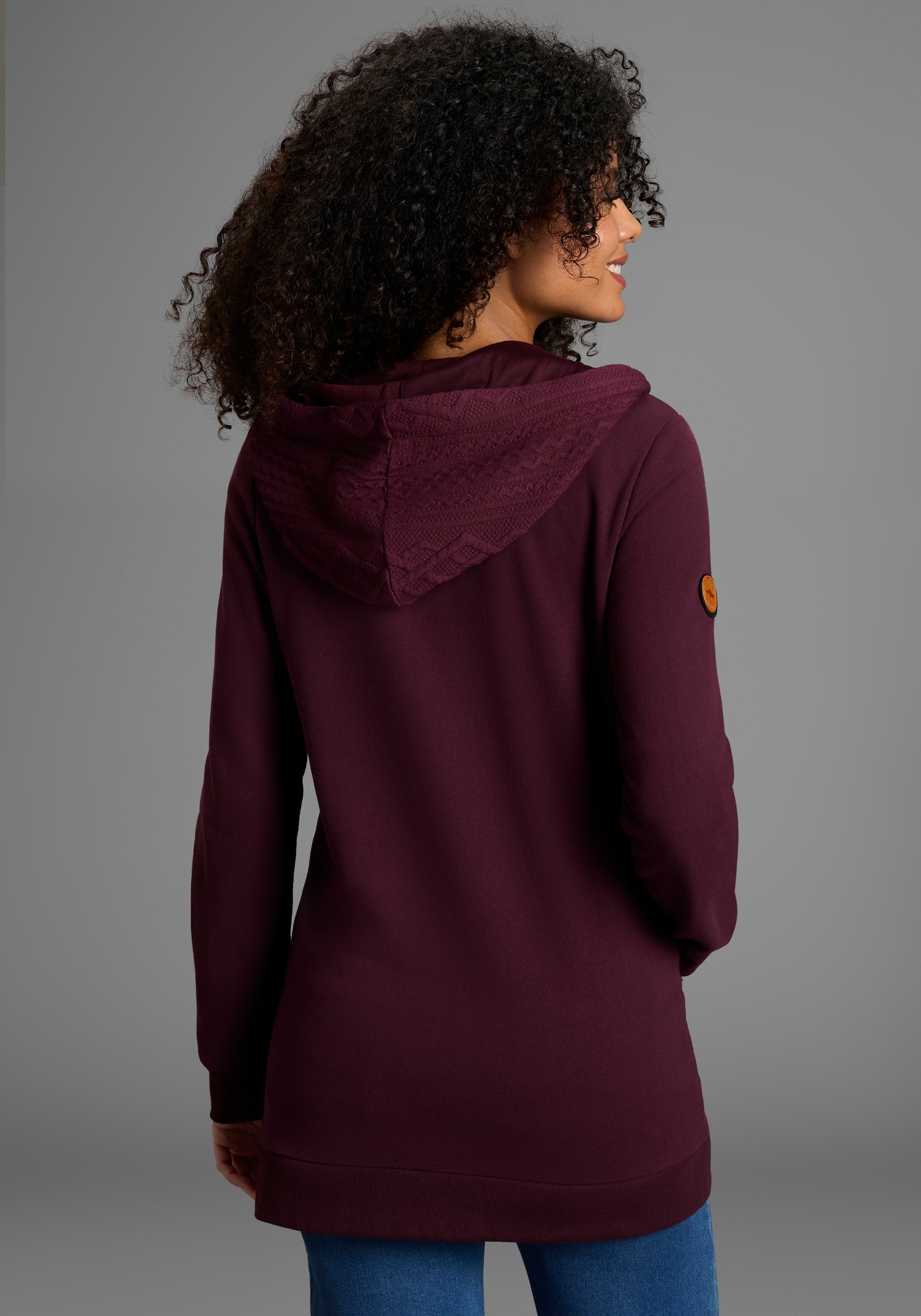 KangaROOS Kapuzensweatjacke mit Zopfmusterdetails
