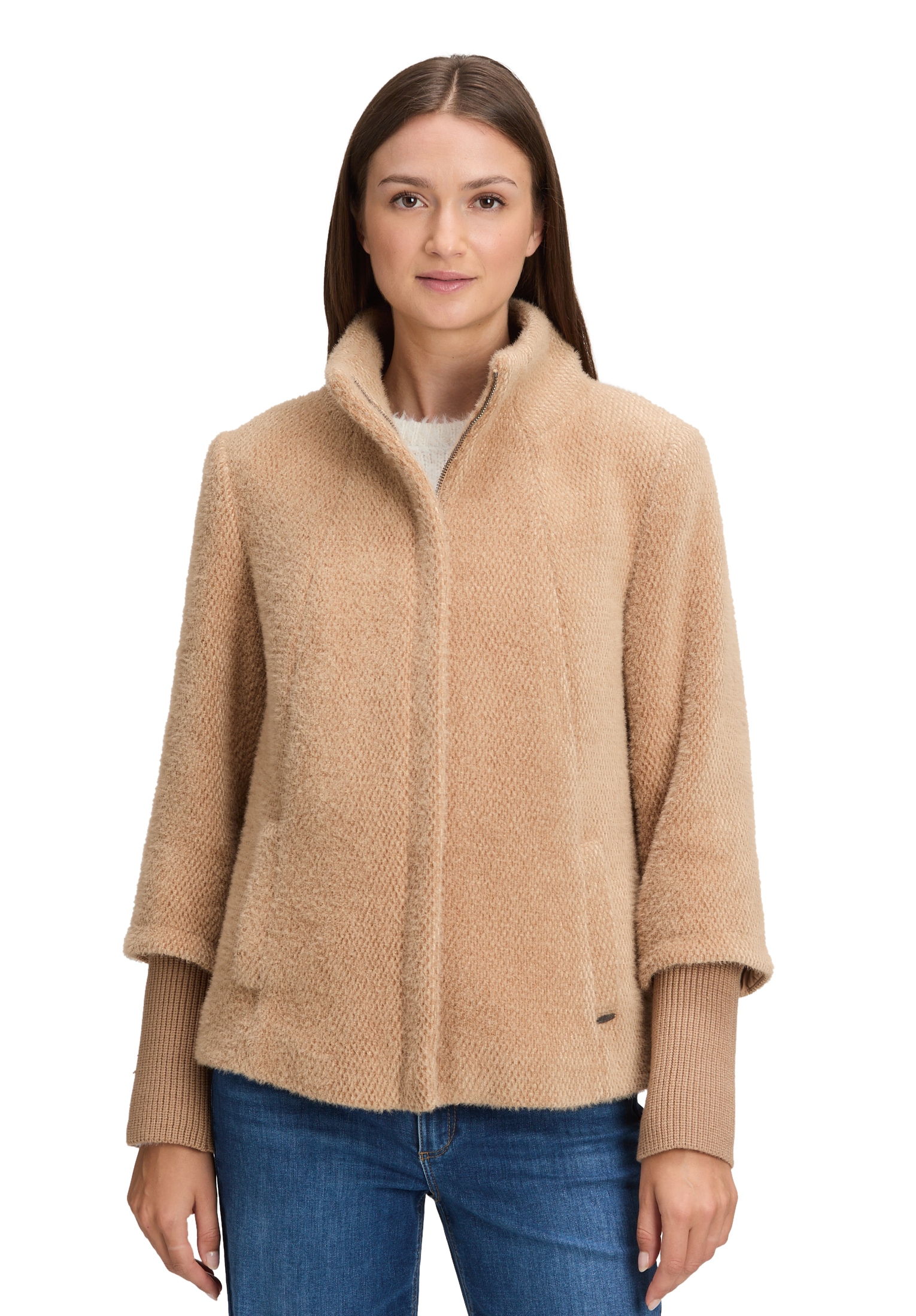 Betty&Co Plüschjacke »Kuscheljacke mit Rippbündchen«