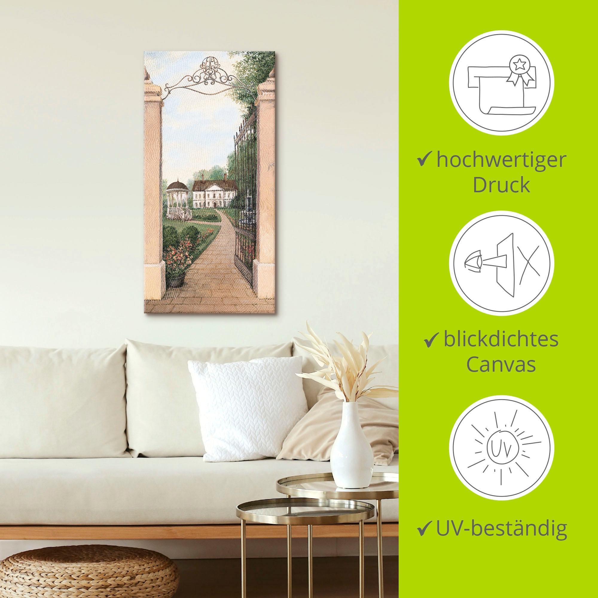 Artland Wandbild »Blick auf Gutshaus«, Gebäude, (1 St.), als Leinwandbild, Poster in verschied. Größen