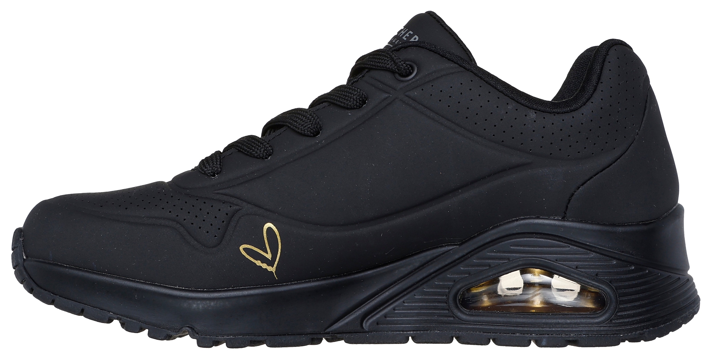 Skechers Sneaker »UNO-GOLDEN HEART«, Freizeitschuh, Schnürschuh mit goldfarbenen Mylar-Stickereien