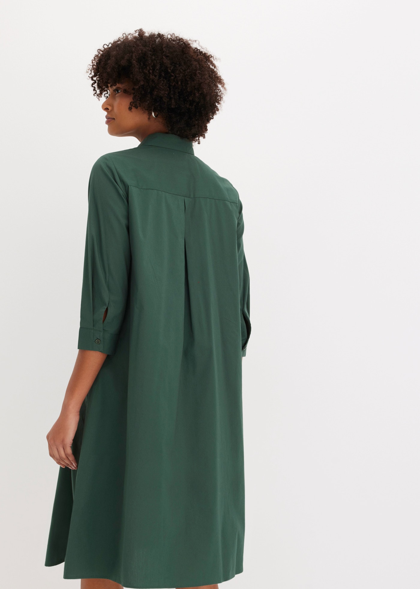 bonprix Hemdblusenkleid A-Linien-Passform, 3/4-Ärmel, mit Hemdblusenkragen