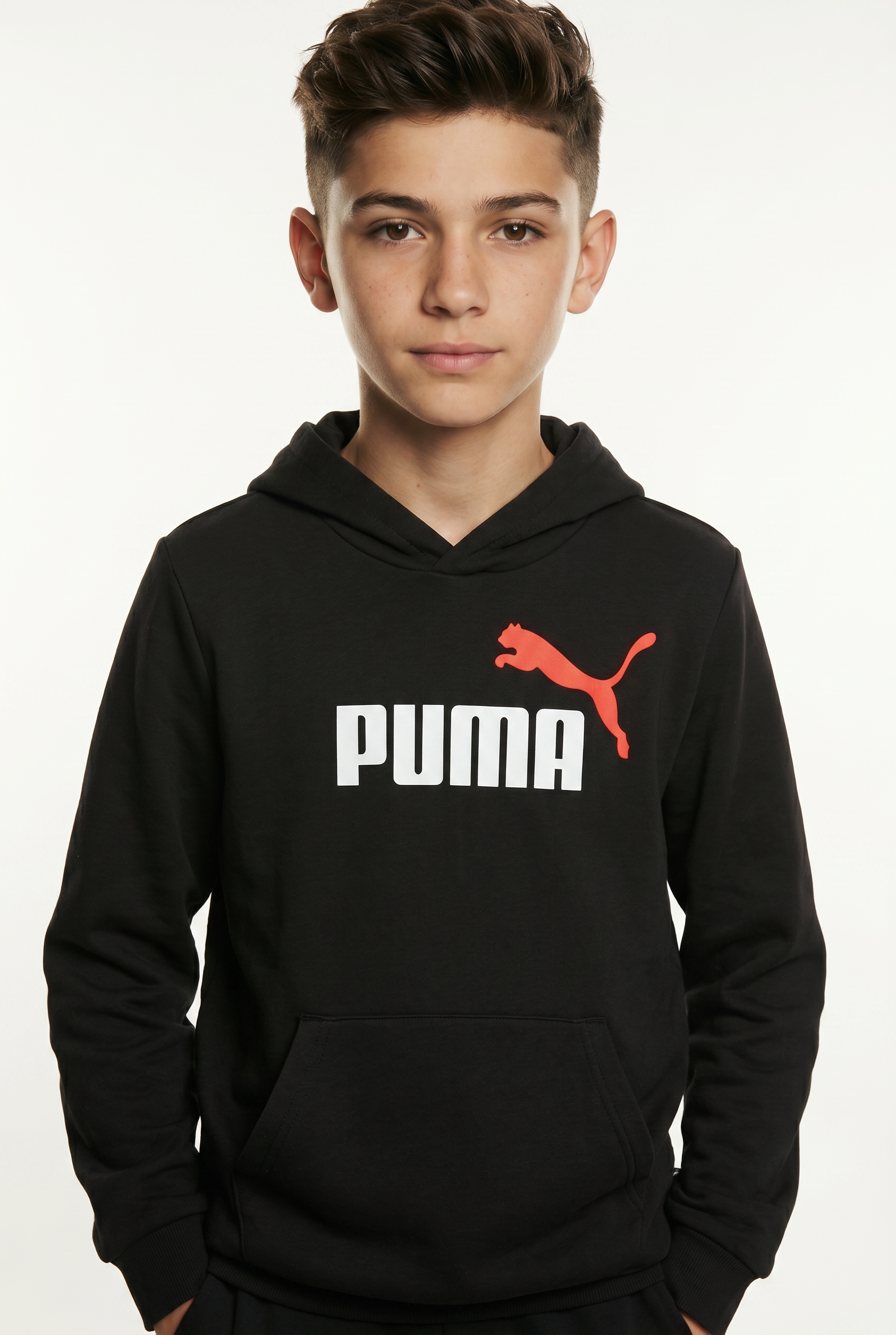 PUMA Kapuzensweatshirt »ESS 2 COLOR NO 1 LOGO HOODIE FL B«, mit Kapuze, Rundhalsausschnitt, mit gerippten Bündchen und Saum
