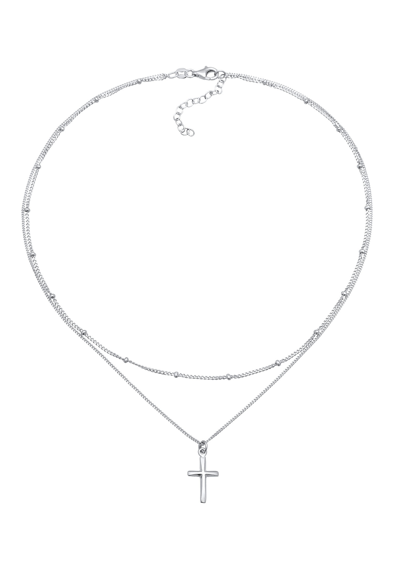 Elli Silberkette »Halskette Layer Choker Kreuz Kugelkette 925 Silber«