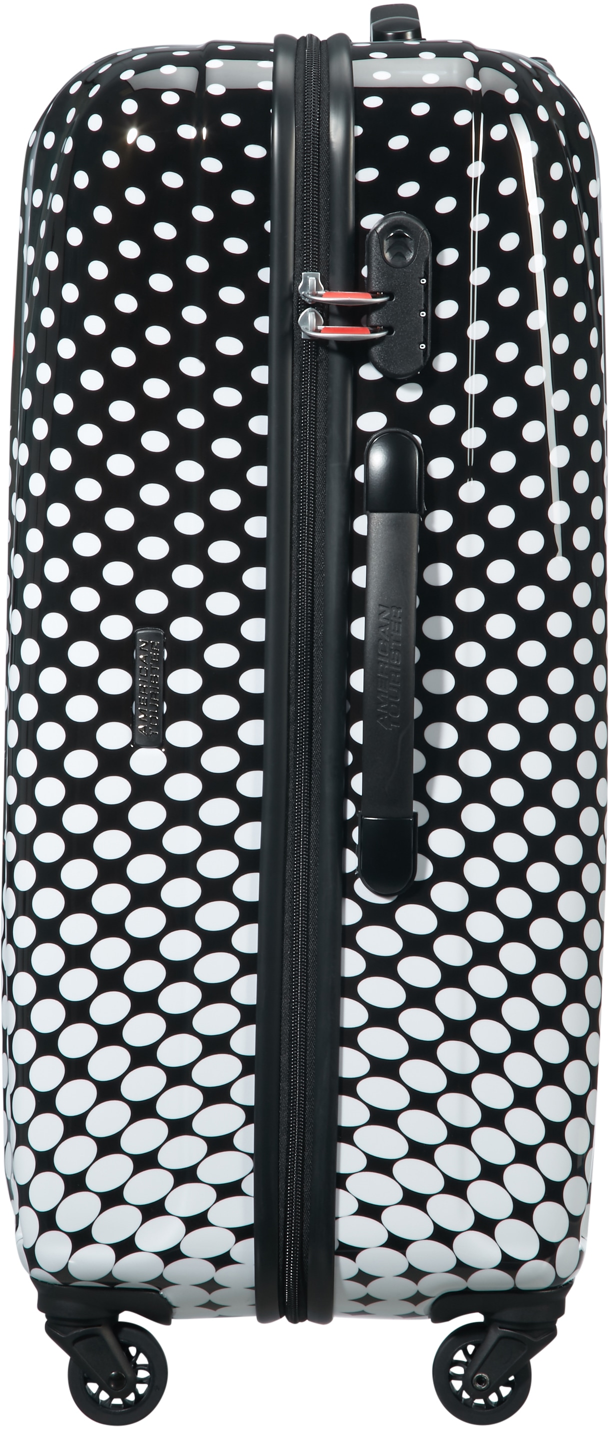 American Tourister® Hartschalen-Trolley »Disney Legends, Minnie Mouse Polka Dots, 75 cm«, 4 Rollen, Kinder Reisegepäck Koffer groß TSA-Zahlenschloss