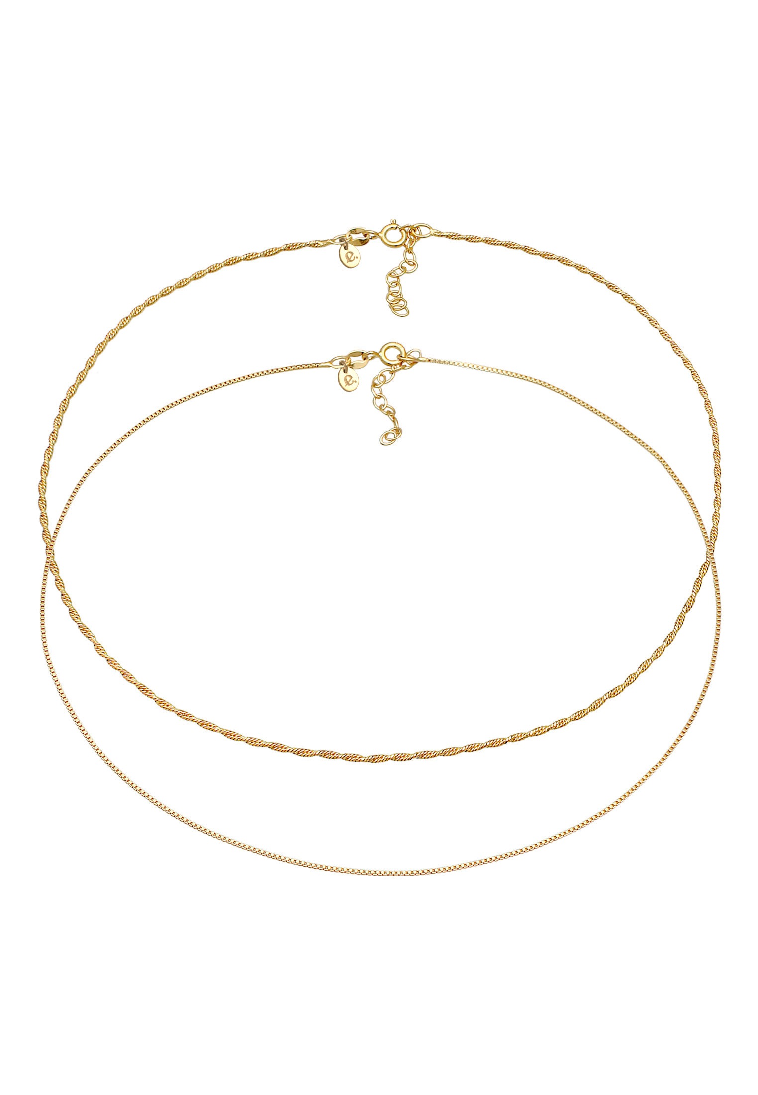 Elli Premium Ketten-Set »Halskette Choker Kordelkette Veneziakette (2 tlg) 925 Silber«