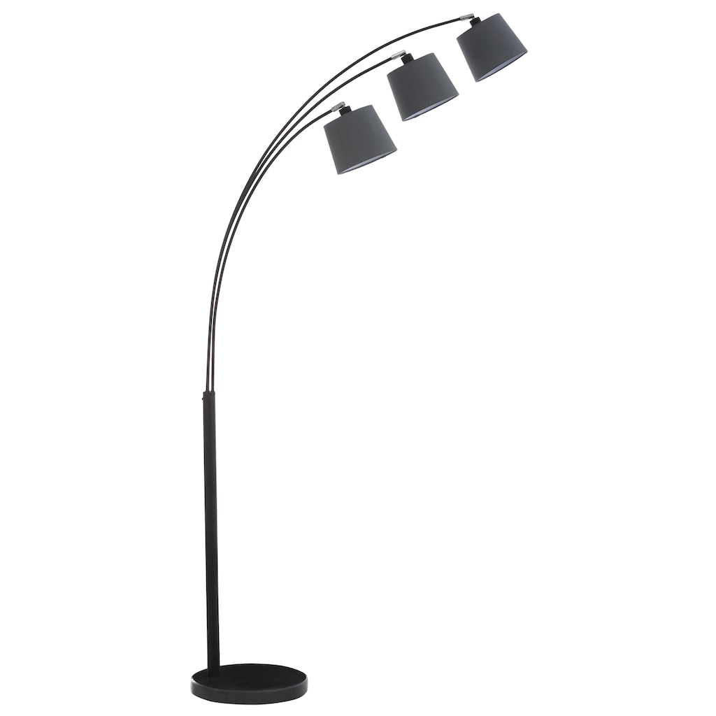 Home affaire Stehlampe »Tannegg«, E14, Stehleuchte / Bogenlampe mit Marmor - Fuß, graue Stoffschirme Ø 14,5-18 cm