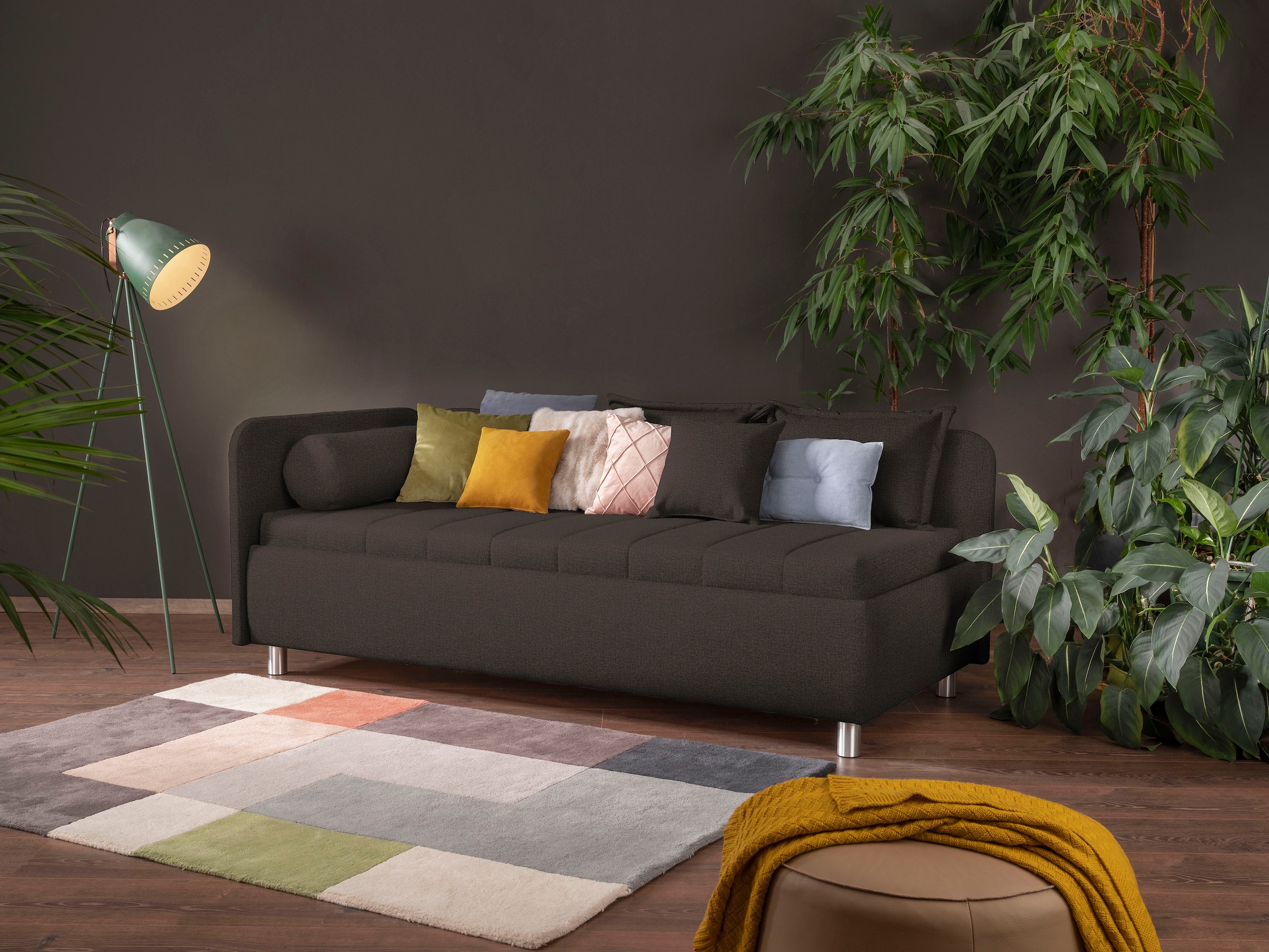 alina Schlafsofa »Kiana« mit Bettkasten und Zierkissen, Liegefläche 90/200 cm oder 100/200 cm