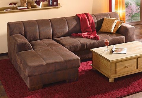 Home affaire Ecksofa »Falk klare Linien, elegant und zeitlos, L-Form« mit Federkern und wahlweise mit Bettfunktion