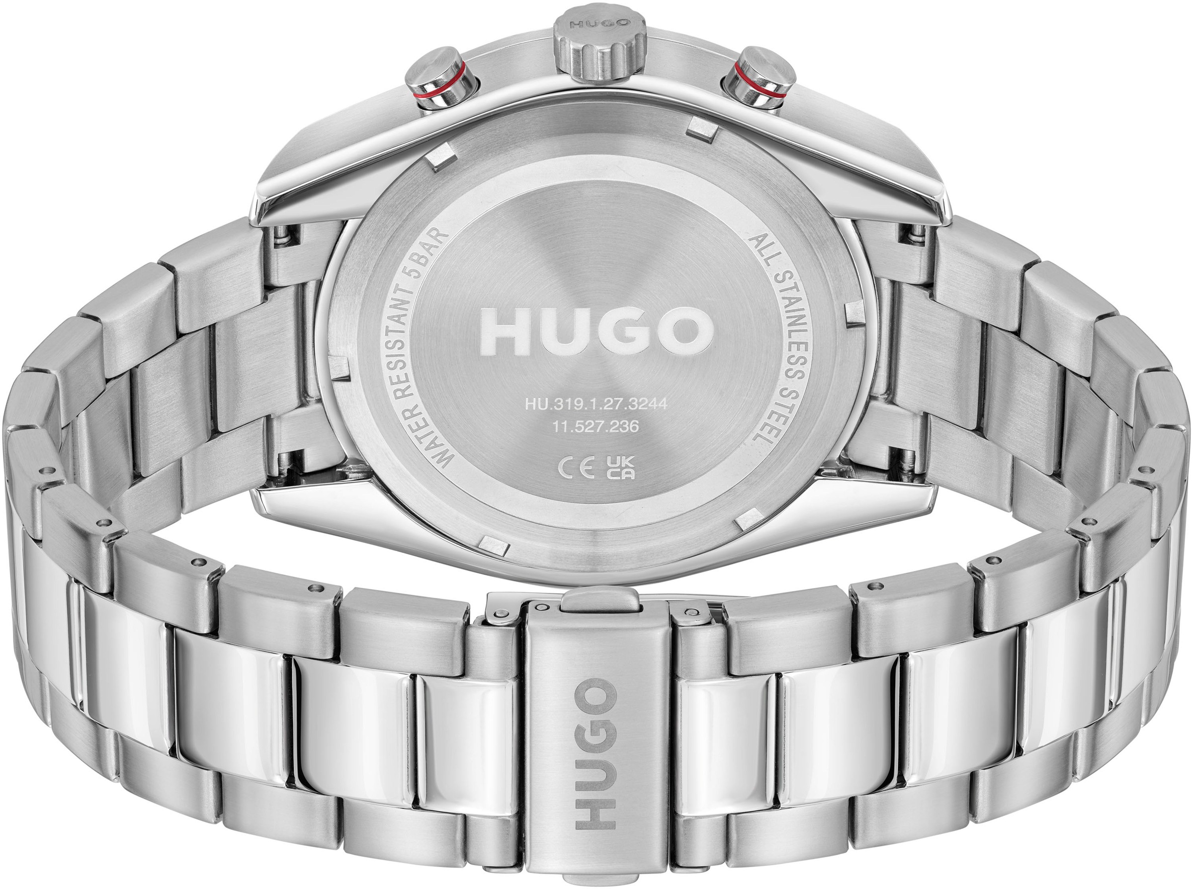 HUGO Multifunktionsuhr »#FAST«, Armbanduhr, Quarzuhr, Herrenuhr, Datum, Edelstahlarmband
