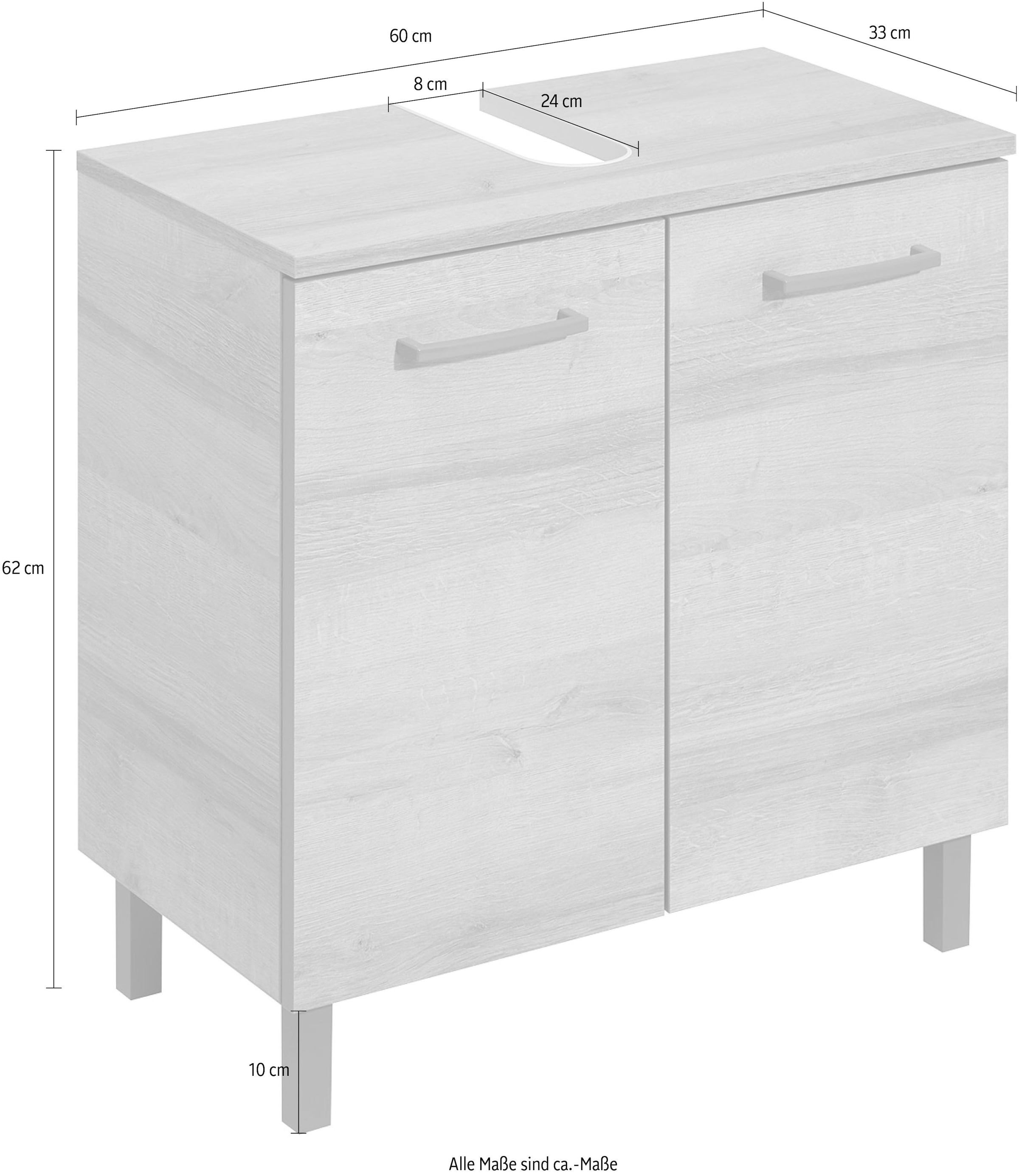 Saphir Waschbeckenunterschrank »Quickset 919 Unterbeckenschrank, Riviera Eiche quer Nachbildung«, Waschbeckenschrank inkl. Türdämpfer, 60 cm breit, ohne Waschbecken