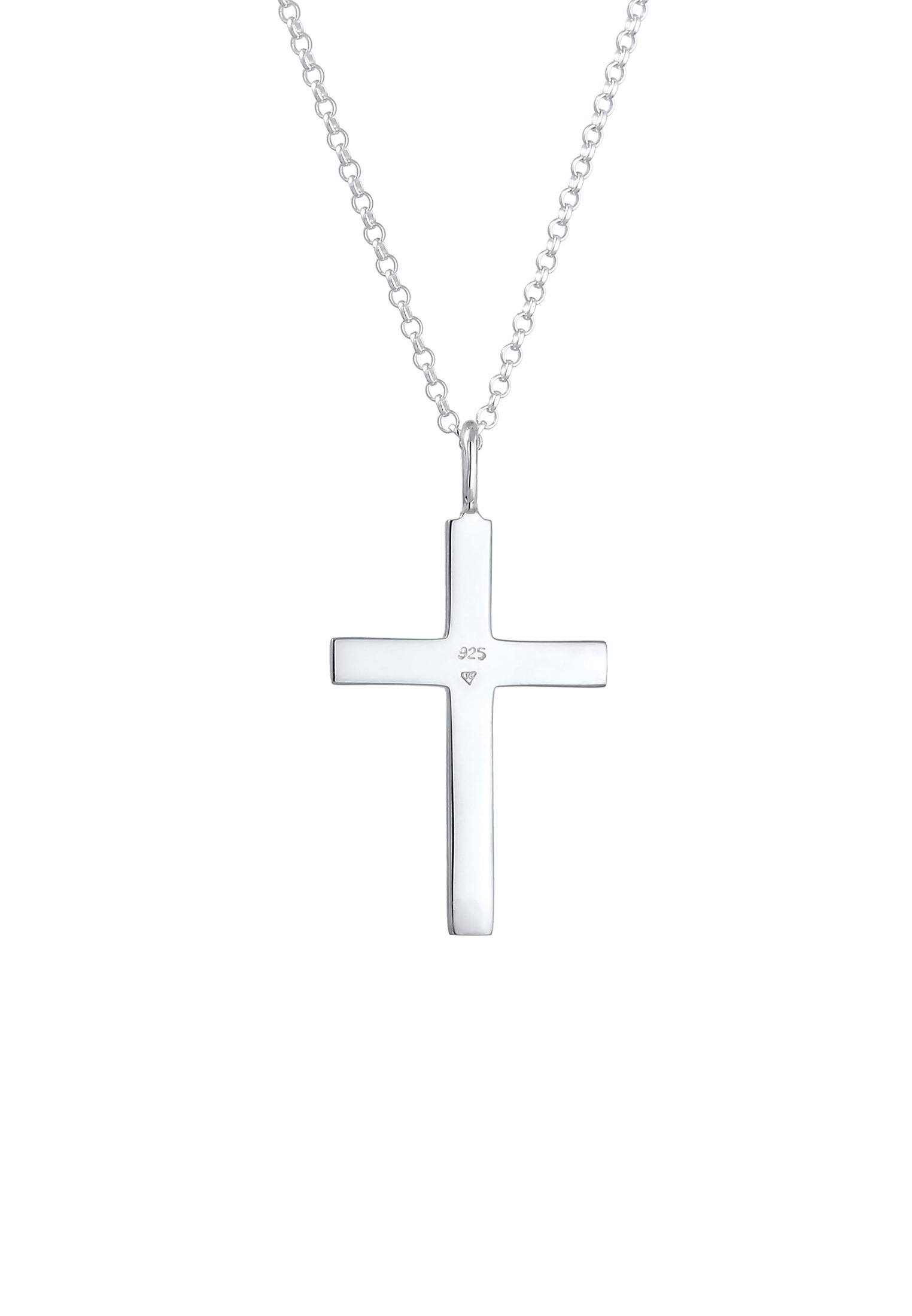 Kuzzoi Lange Kette »Halskette Herren mit Kreuz Oxidiert Massiv 925 Silber«